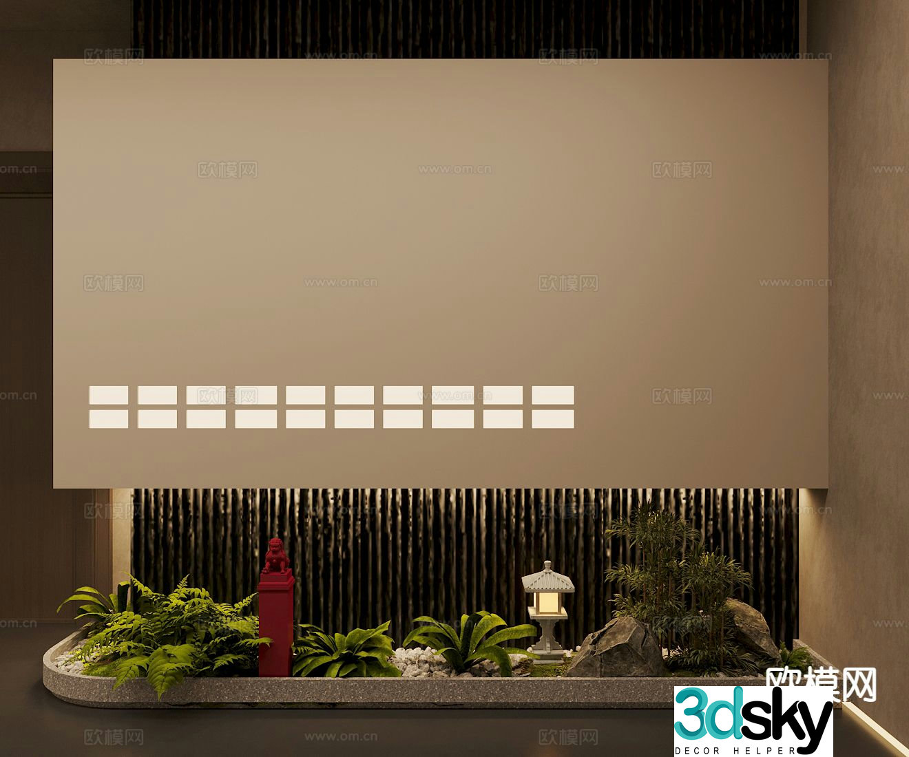 New Chinese style interior landscape landscape sketch 3d model