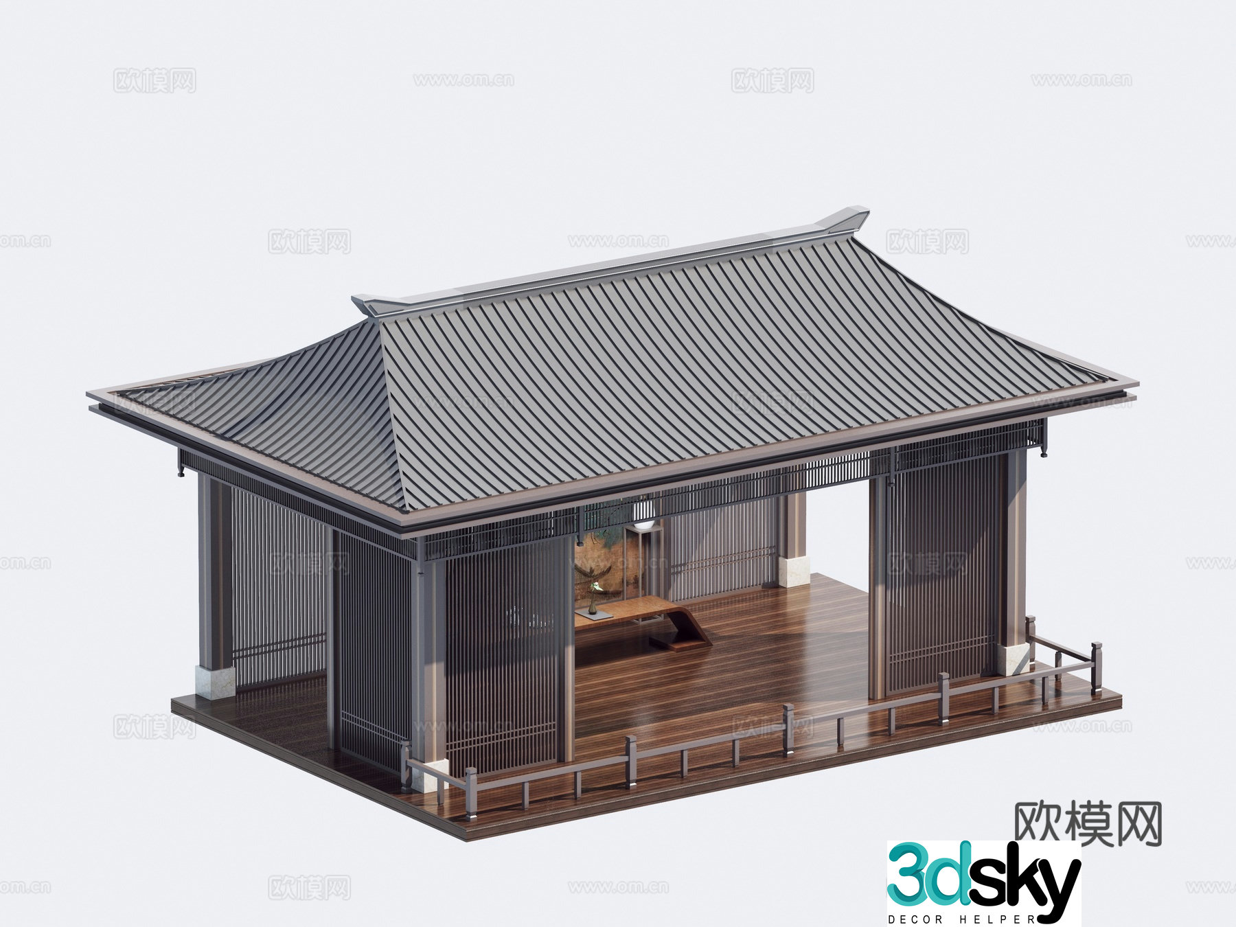 New Chinese style pavilion_Gallery 3D model