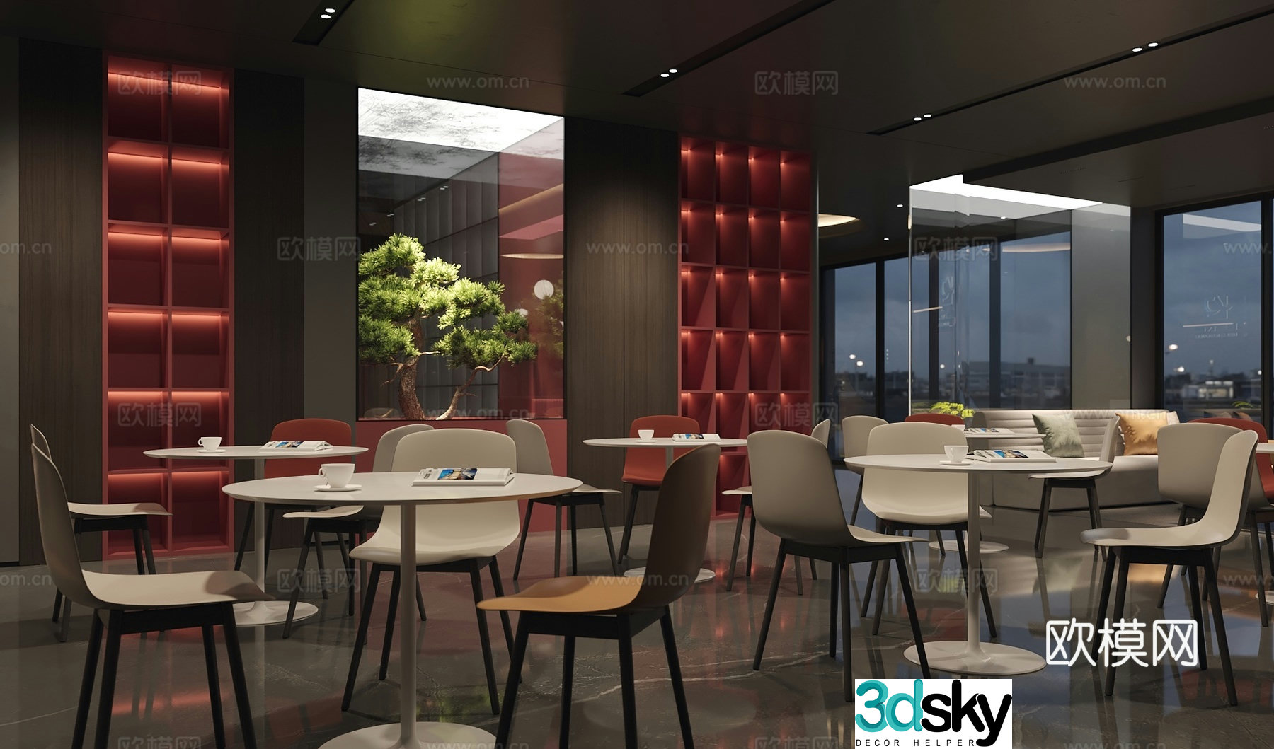 New Chinese-style office reception area reception table and chair negotiation table and chair signing table and chair reception area 3D model