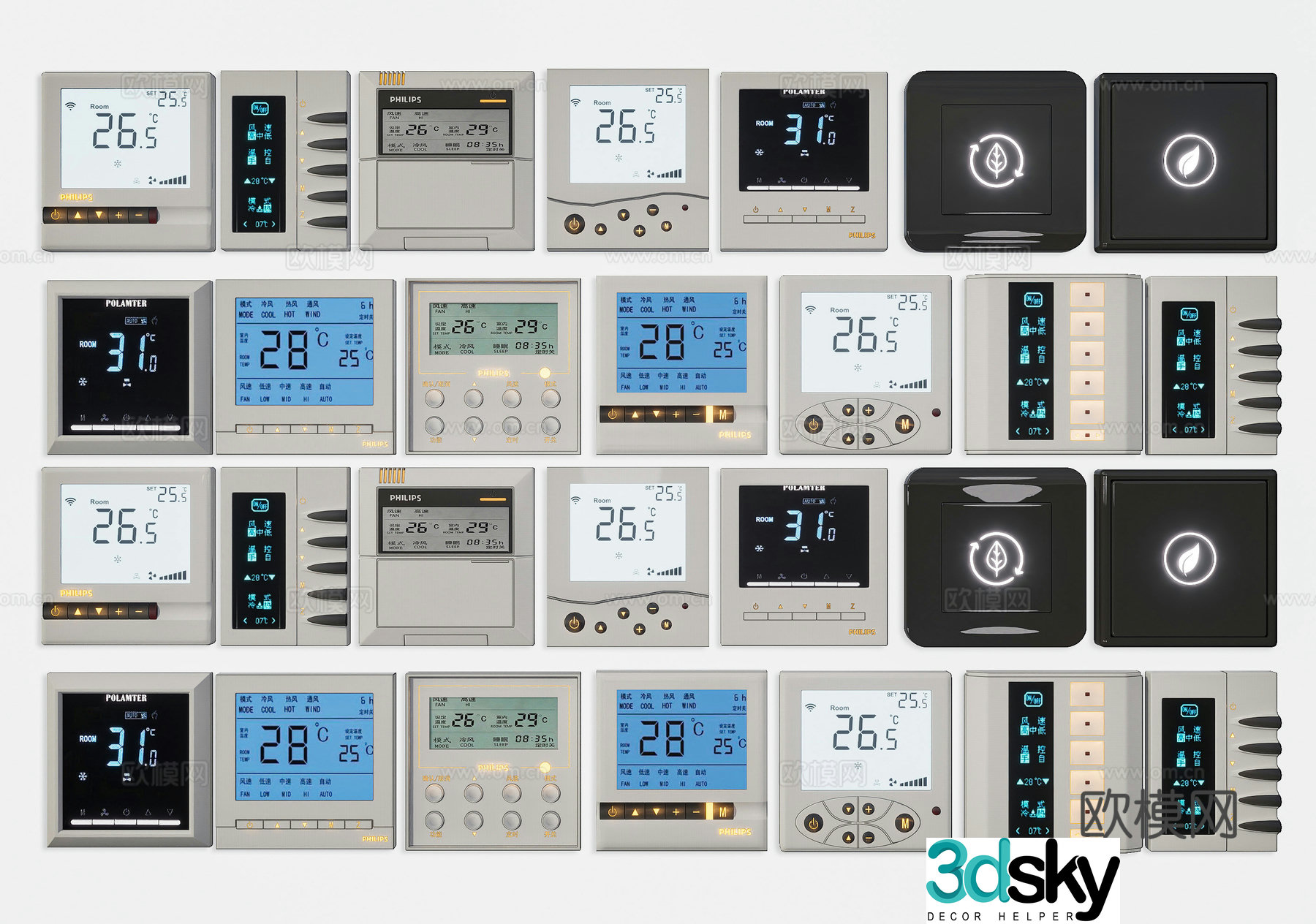 Modern air conditioning switch panel Smart switch panel Hotel switch Air conditioning equipment switch panel 3D model