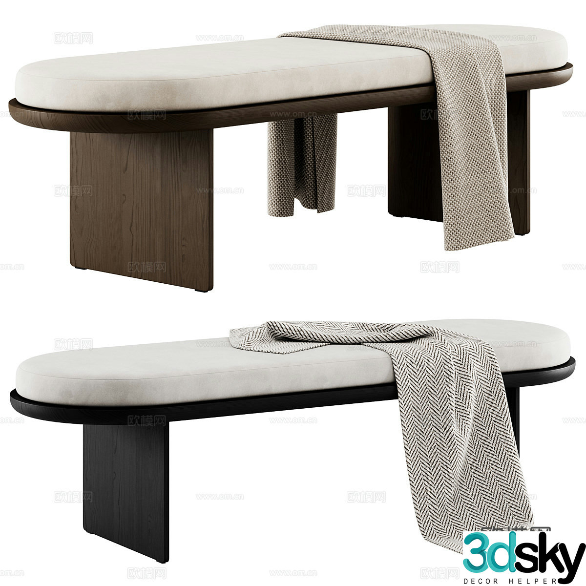 New Chinese style light luxury Sensei bench 3D model