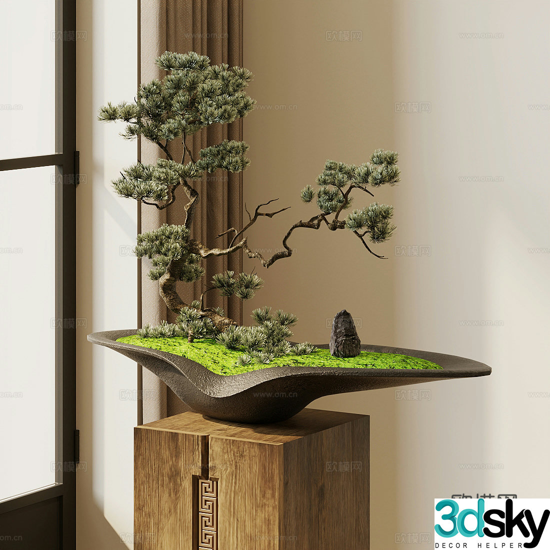 New Chinese potted bonsai 3D model