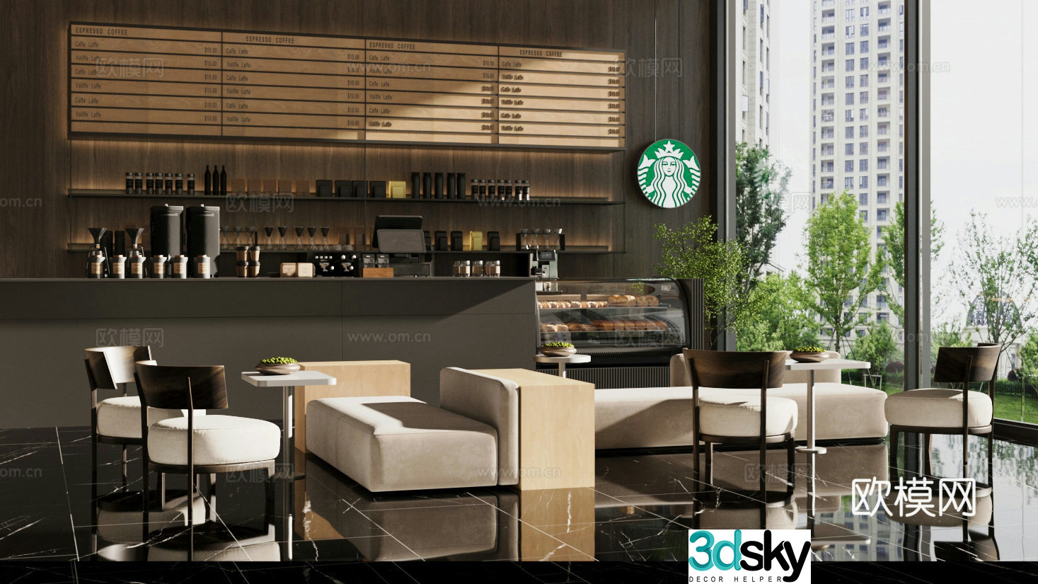 Modern Cafe Starbucks Cafe 3d Model