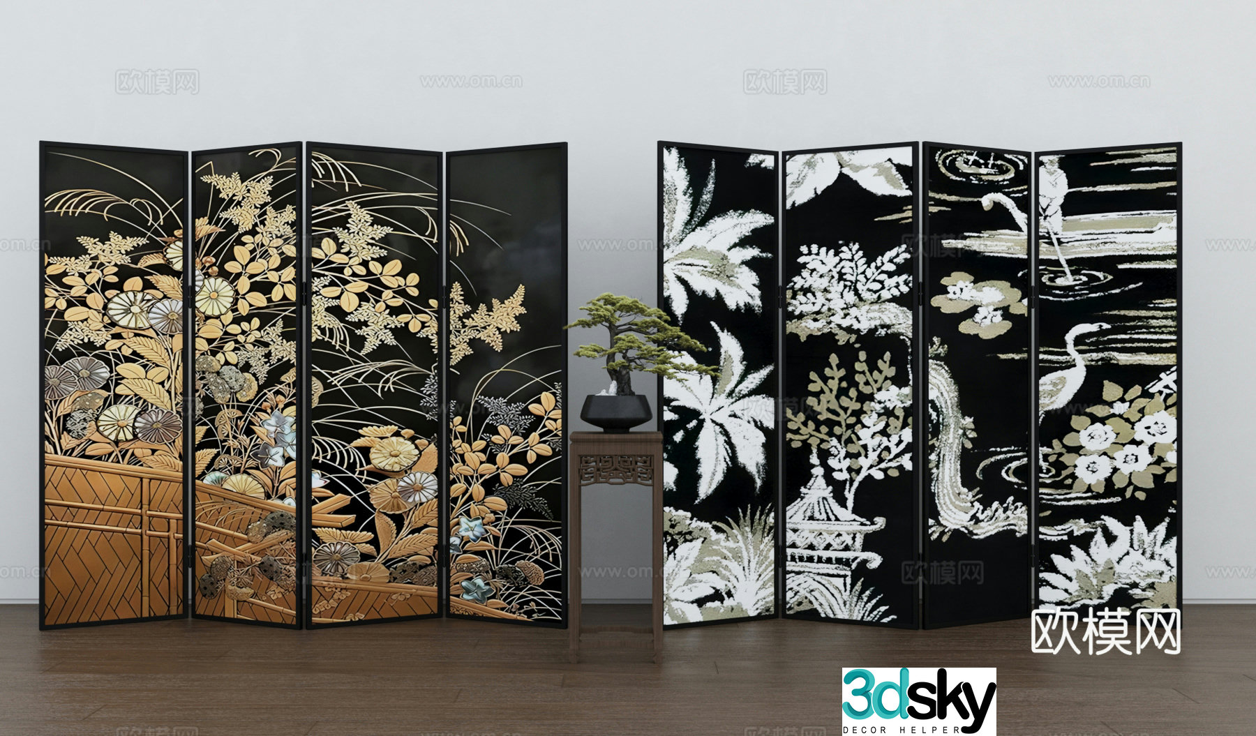 Middle-aged screen Folding screen Shrinking screen 3d model