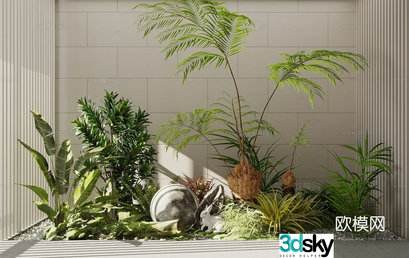 Landscape sketch Landscape sketch Rockery green plants 3D model