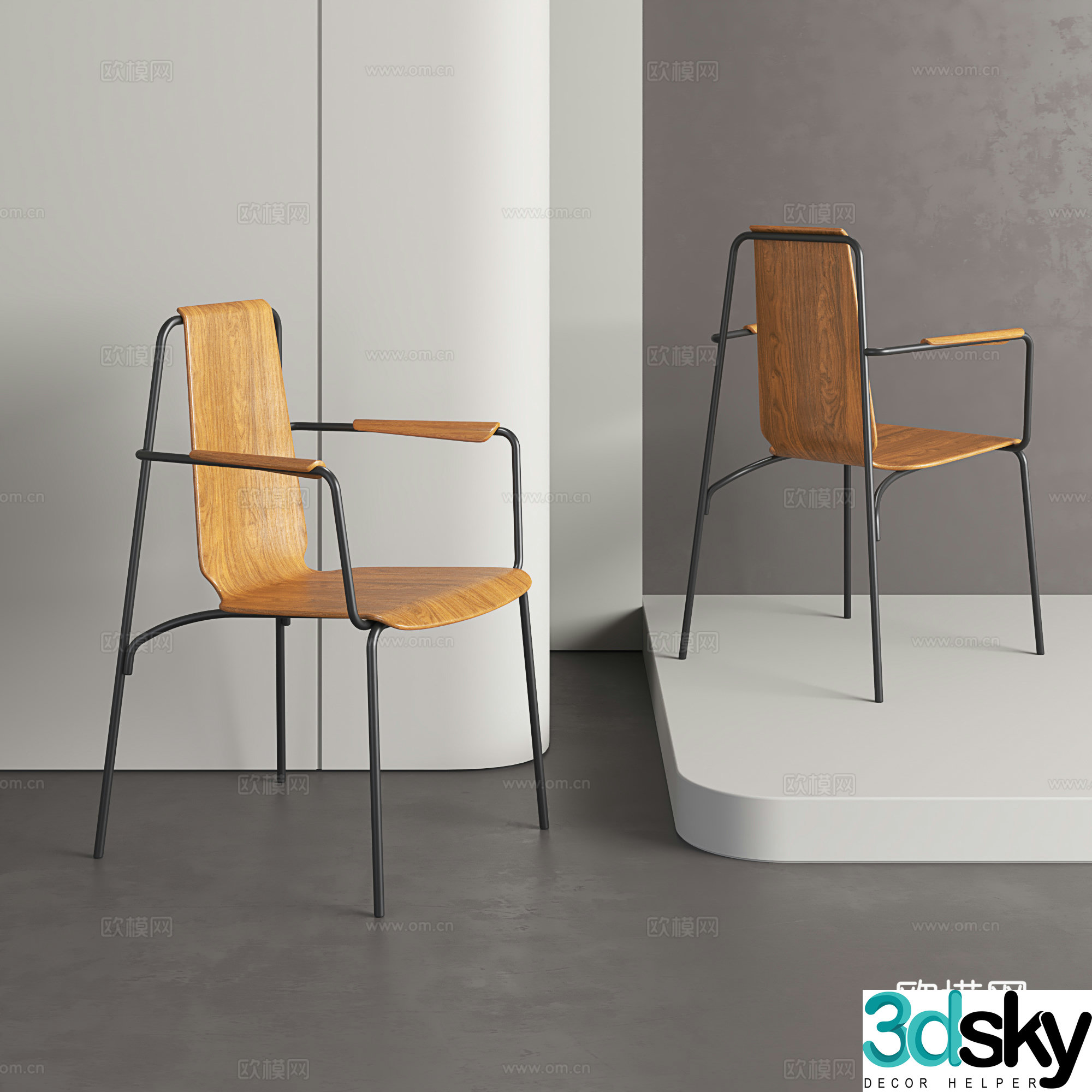 Nordic dining chairs retro style chairs light luxury chairs single chairs simple desks and chairs 3D models