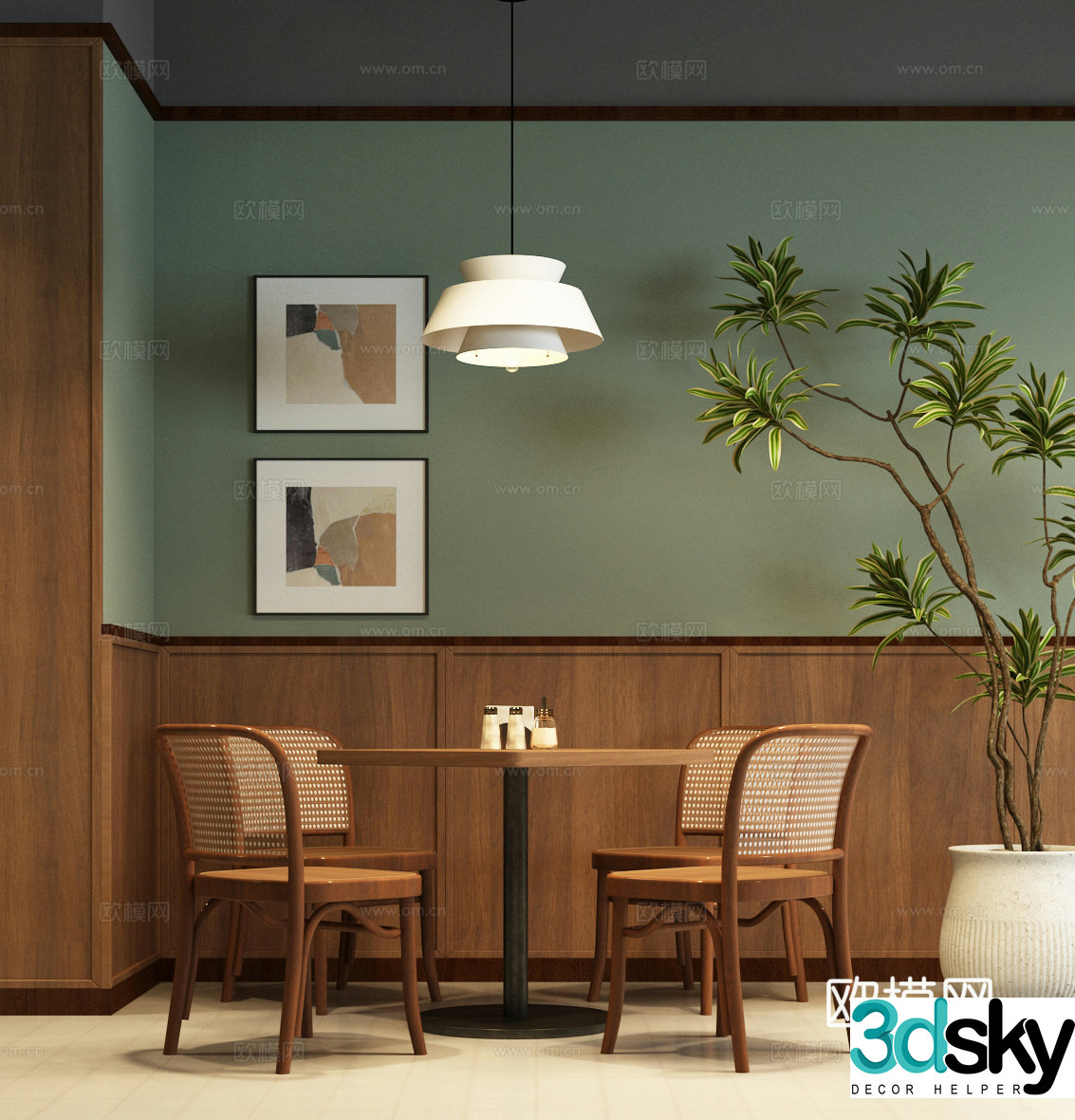 Modern dining table and chairs Nordic dining table and chairs Modern Nordic dining table and chairs Modern restaurant dining table and chairs 3d model