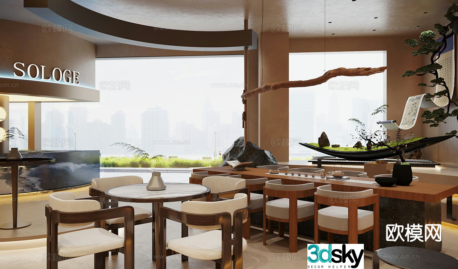 New Chinese-style teahouse teahouse 3D model