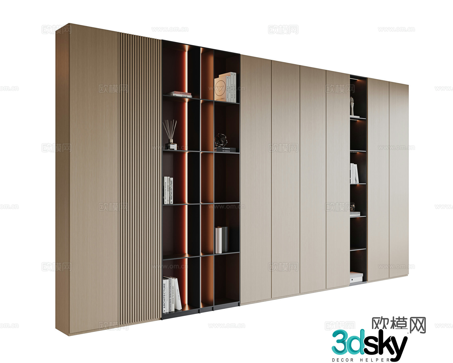 Italian modern bookcase bookcase bookcase study bookcase living room bookcase open bookcase office bookcase 3d model