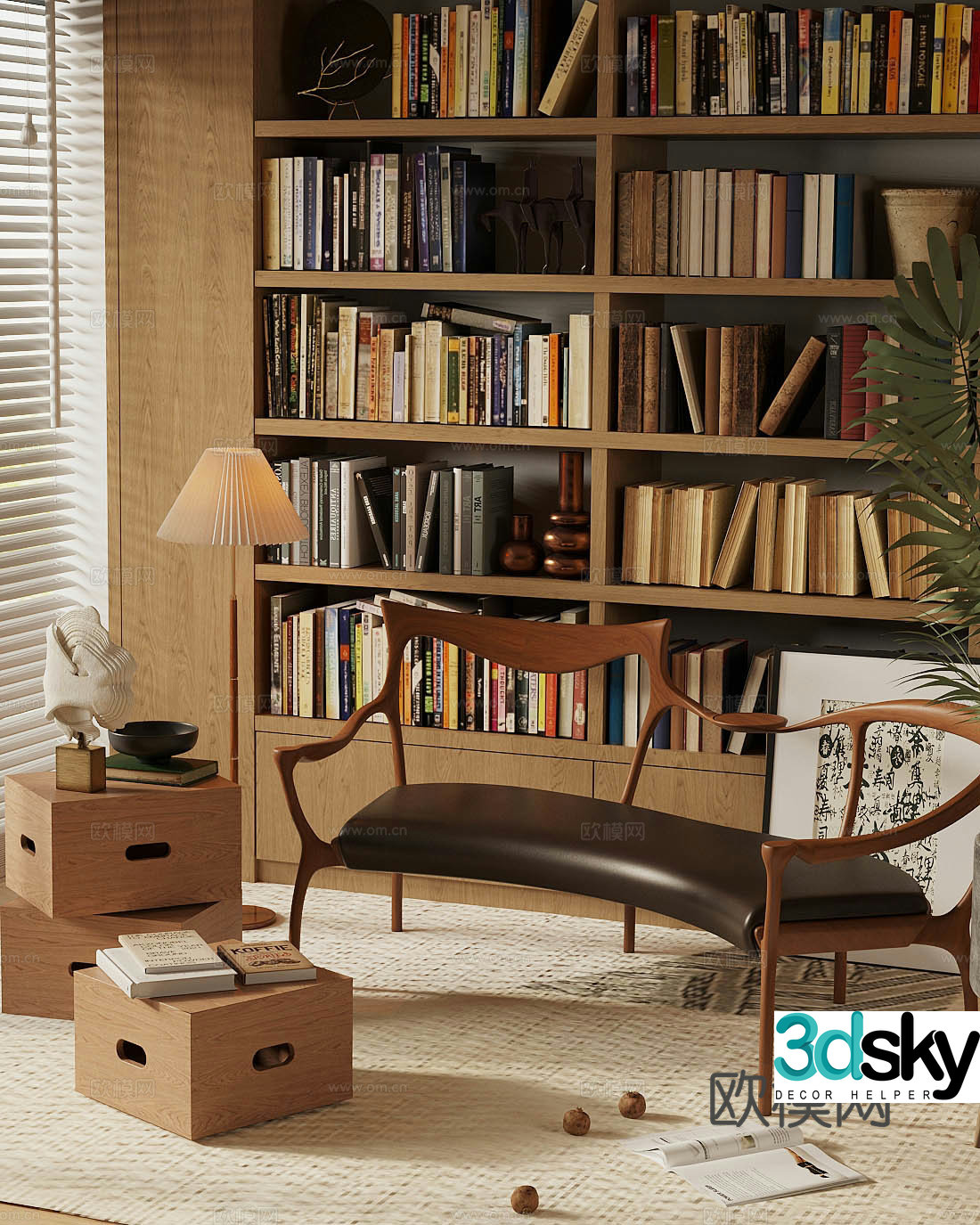 Medium style multi-person sofa fabric sofa chair double sofa medieval style floor lamp medieval style book 3D model