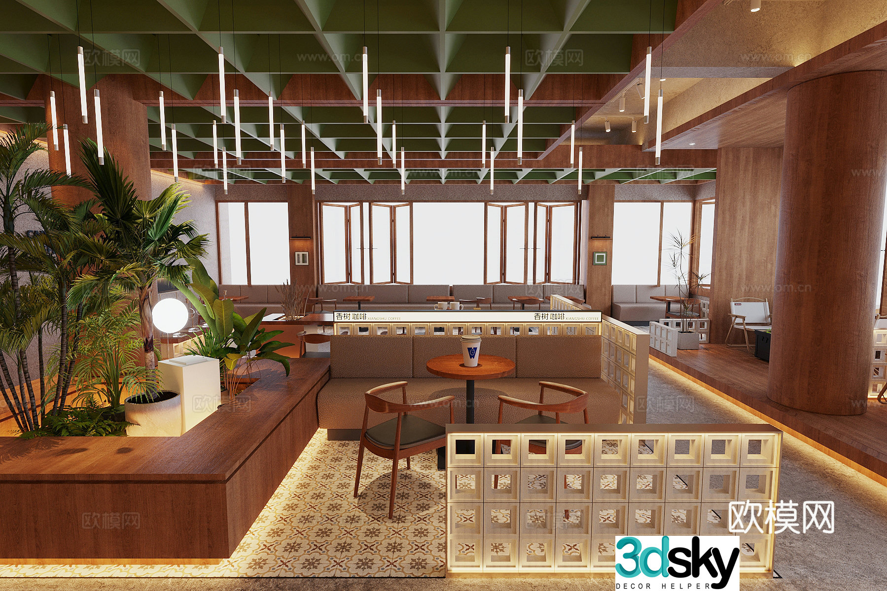 Log Wind Cafe Log Wind Tea Restaurant Tea Room Log Wind Milk Tea Shop Cafe Card Stop Area 3D Model