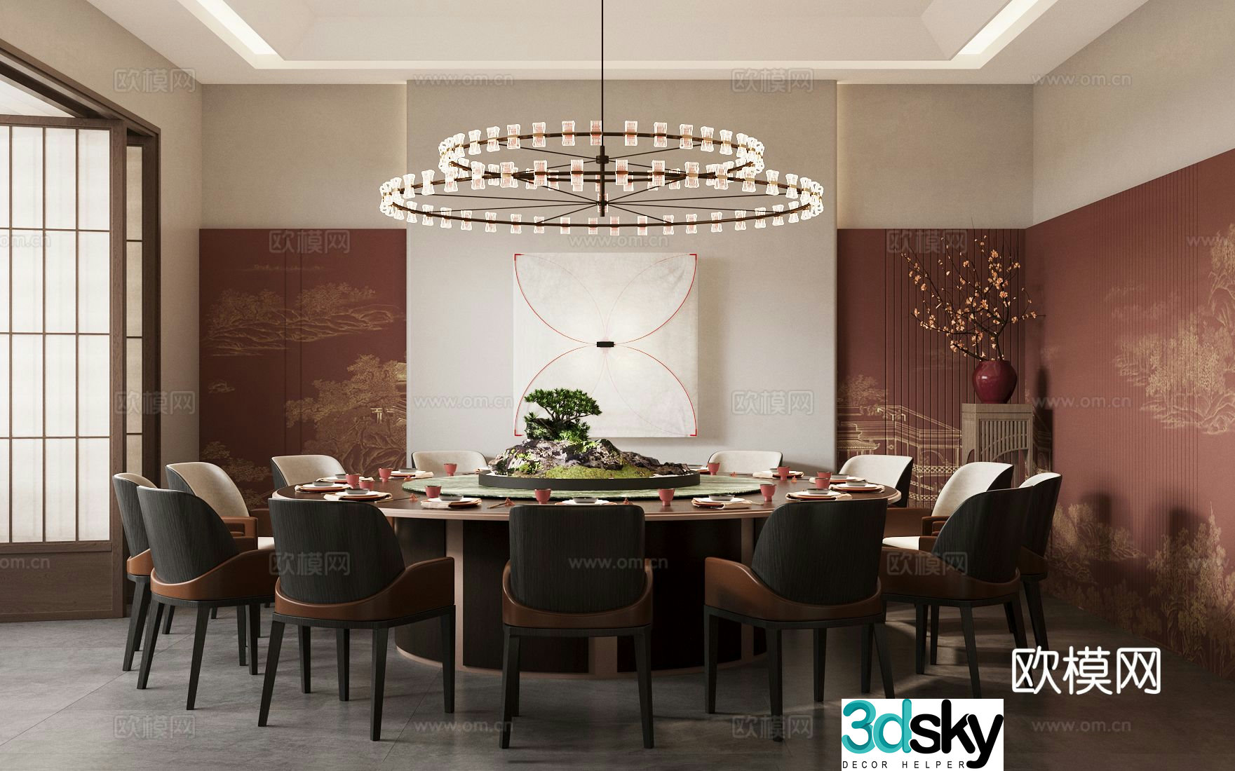 New Chinese-style private room Chinese restaurant private room 3D model