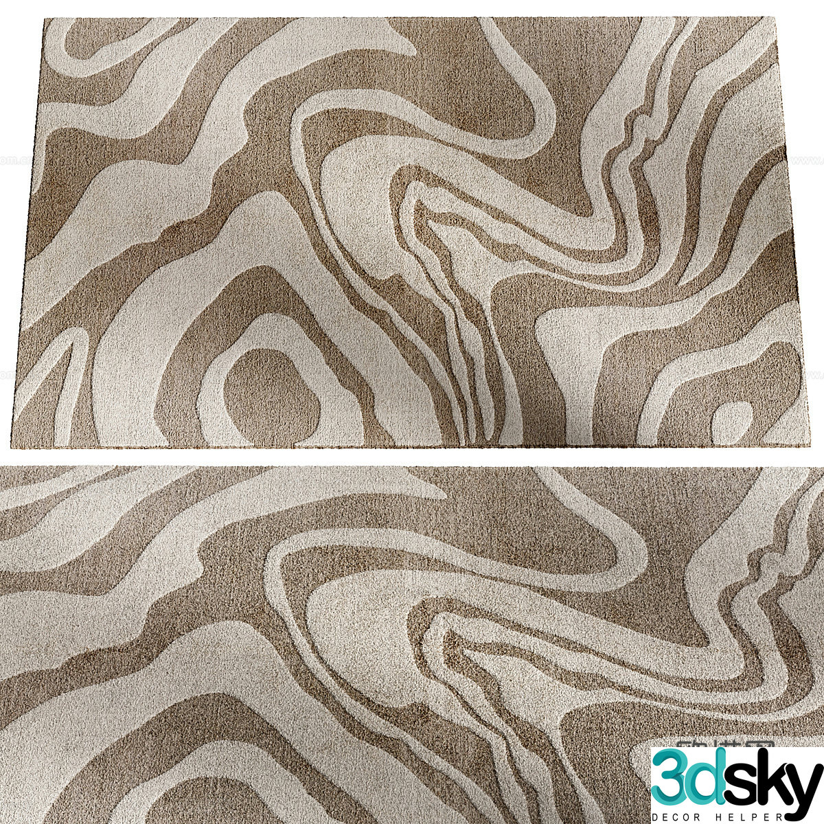 New Chinese style light luxury fabric carpet 3D model