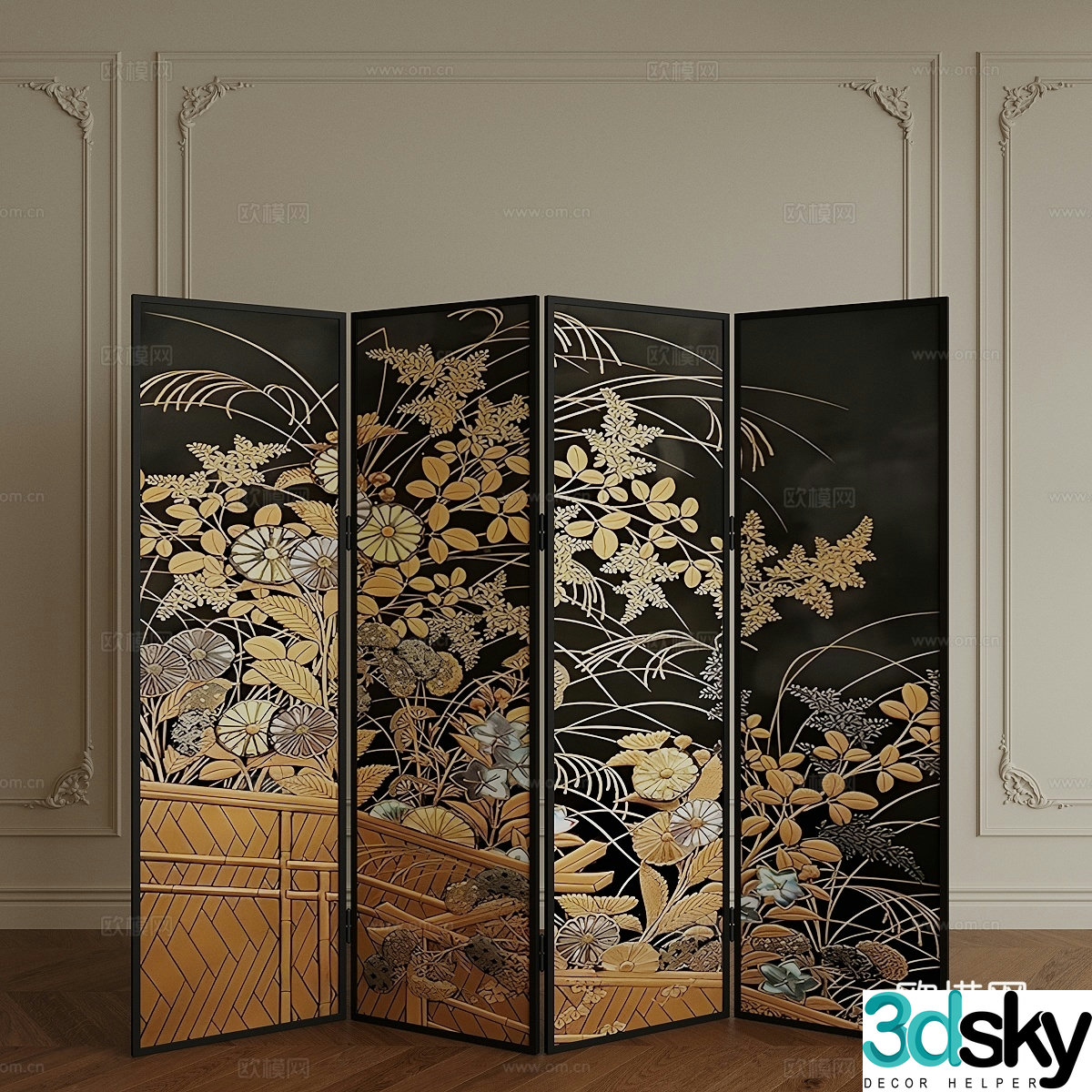 New Chinese folding screen 3D model