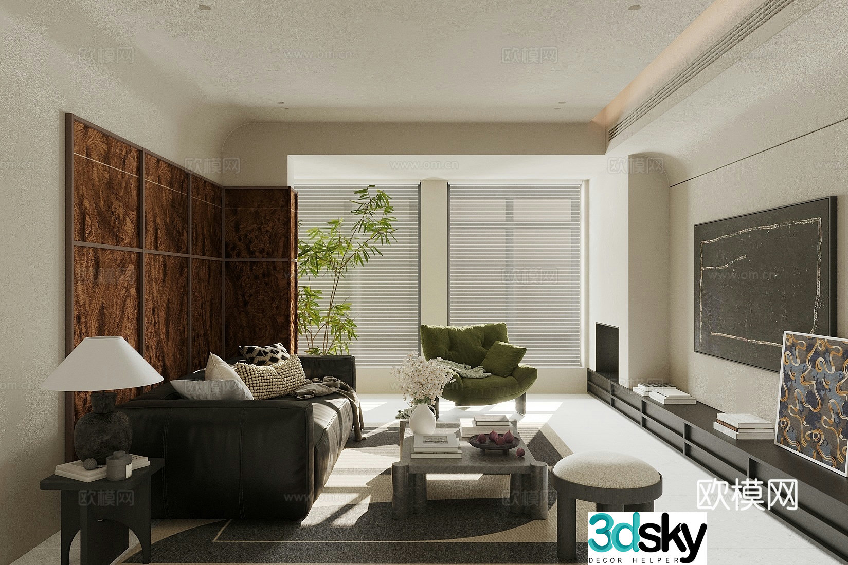 Middle-aged living room 3d model