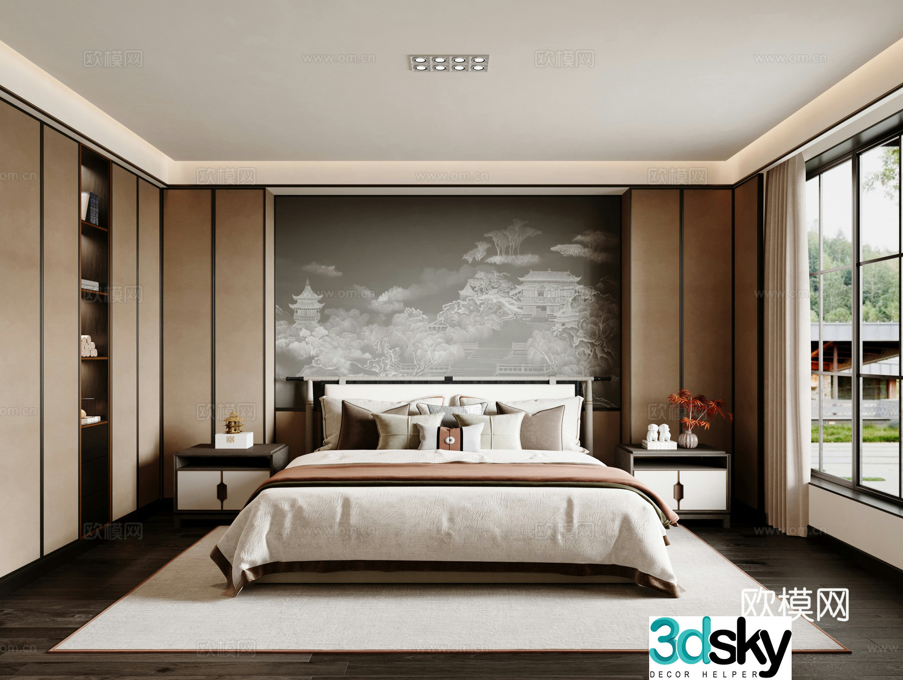 New Chinese bedroom 3D model
