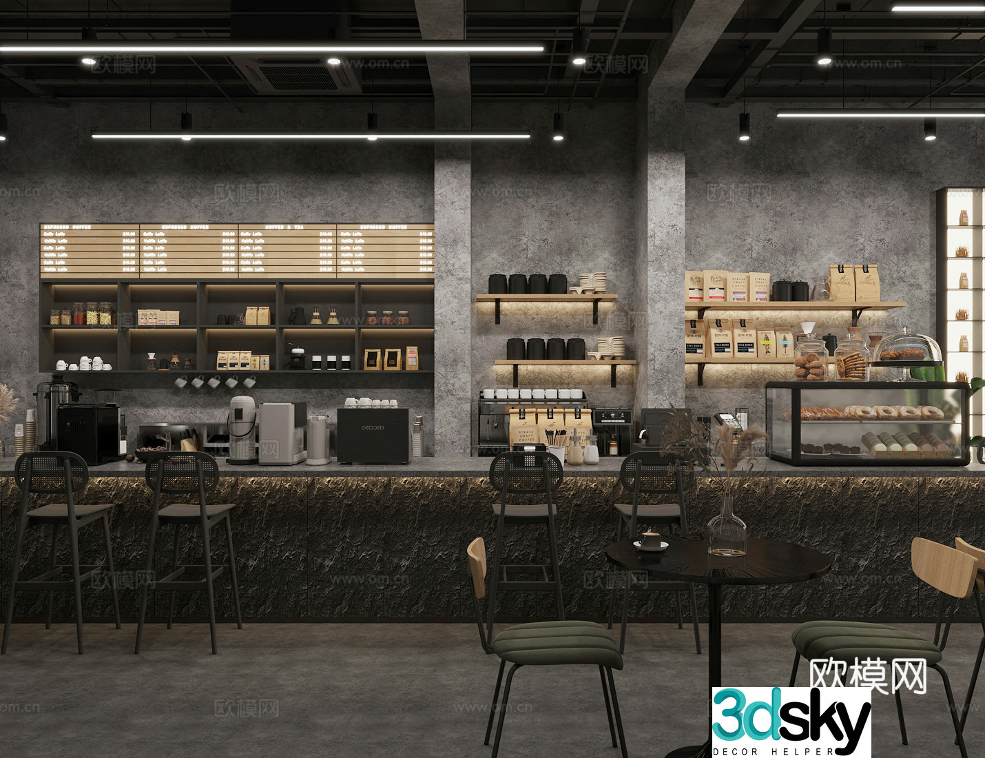 Industrial style coffee shop coffee shop operation table milk tea shop workbench restaurant water bar coffee table 3d model