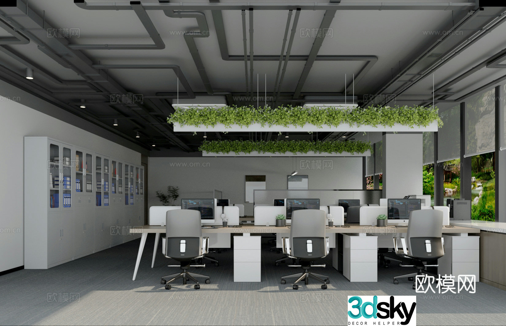 Modern public office area office staff area 3d model