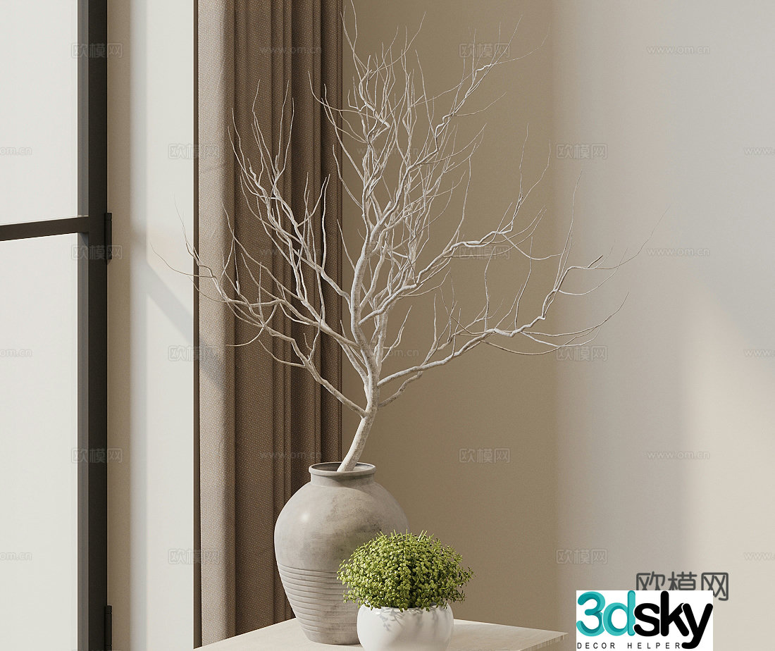 Dead branches vase flower art pot vase 3d model