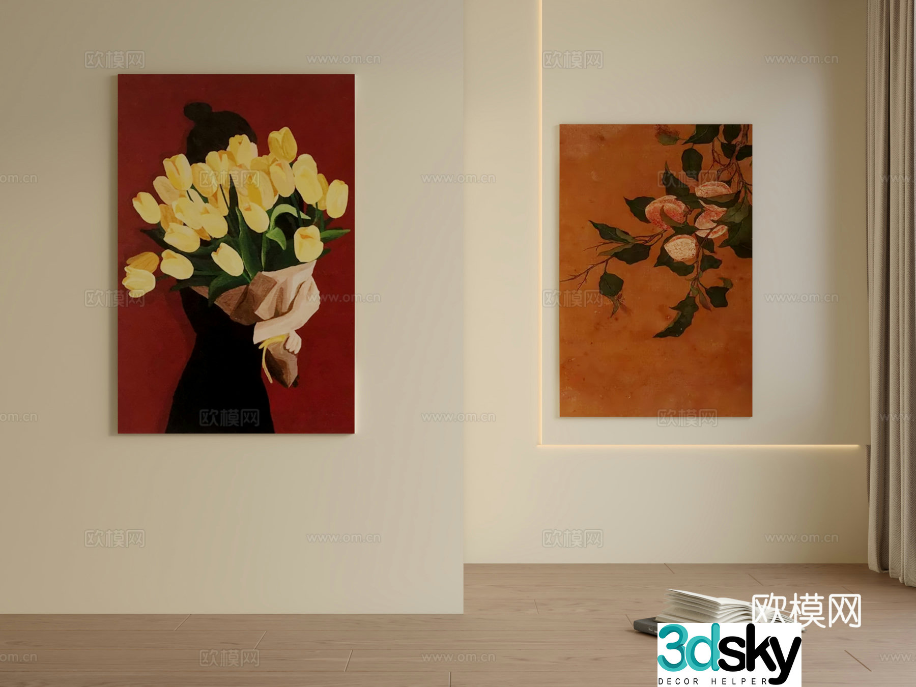 Retro borderless hanging painting 3d model