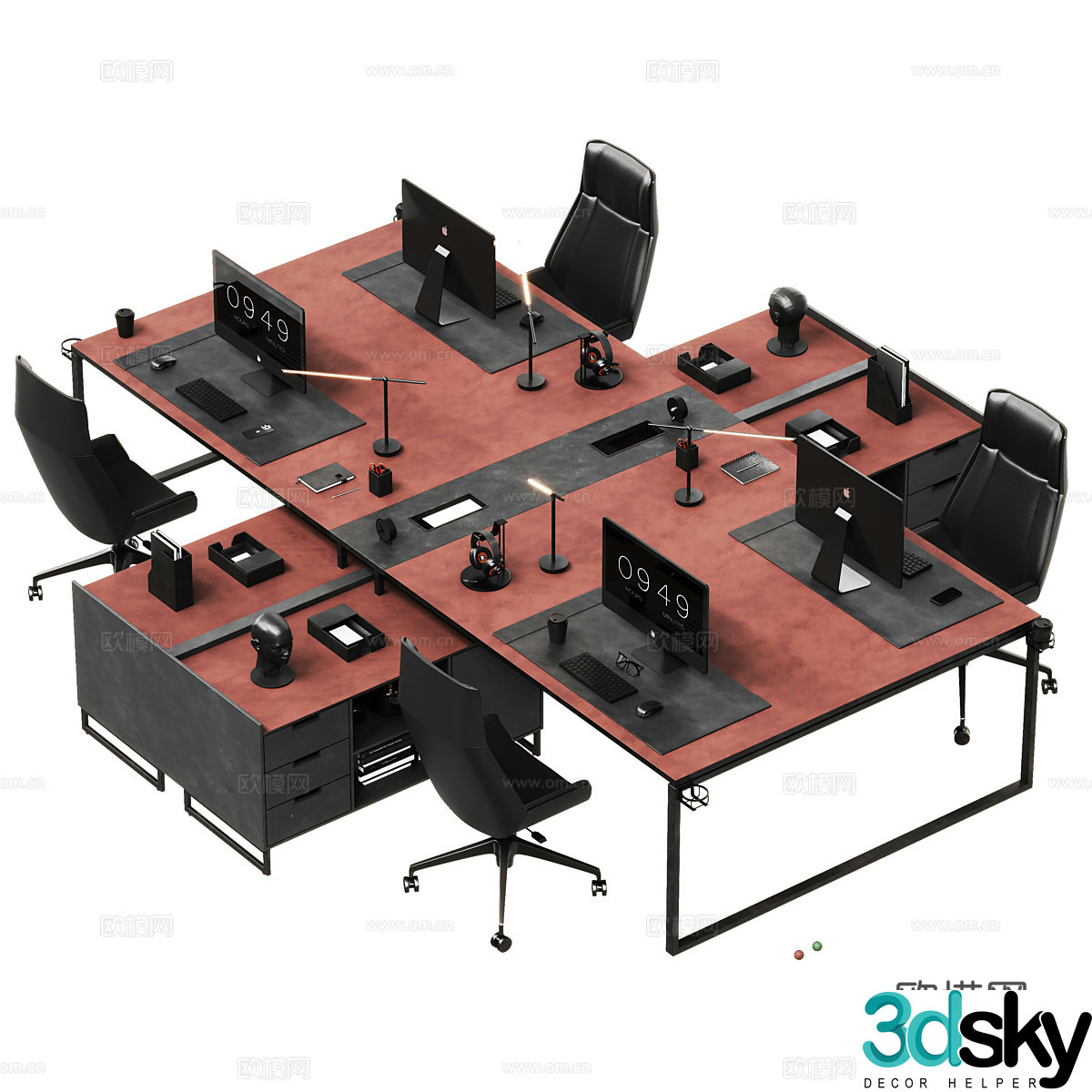 Modern light luxury employee office desk chair 3d model