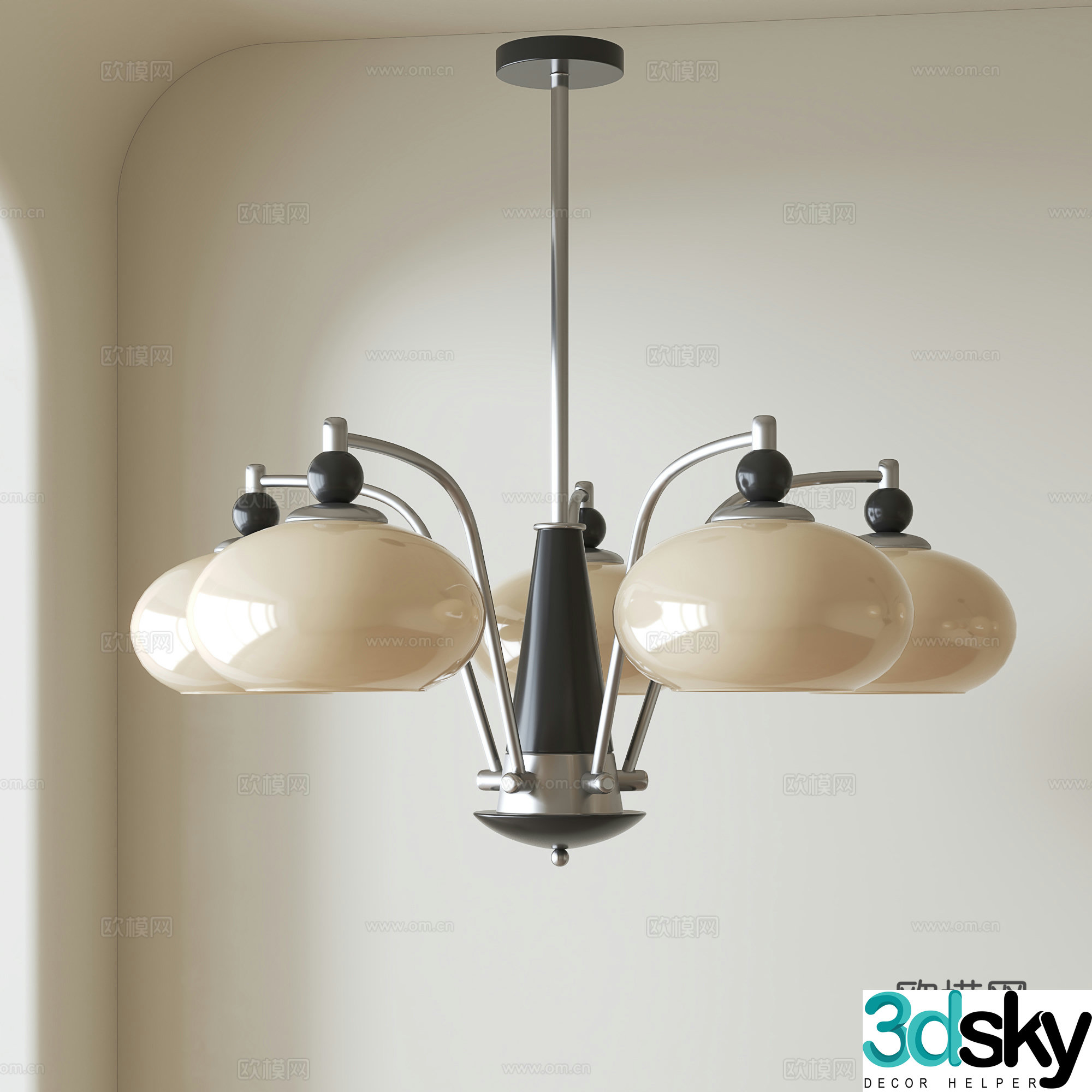 French medieval style chandelier 3d model