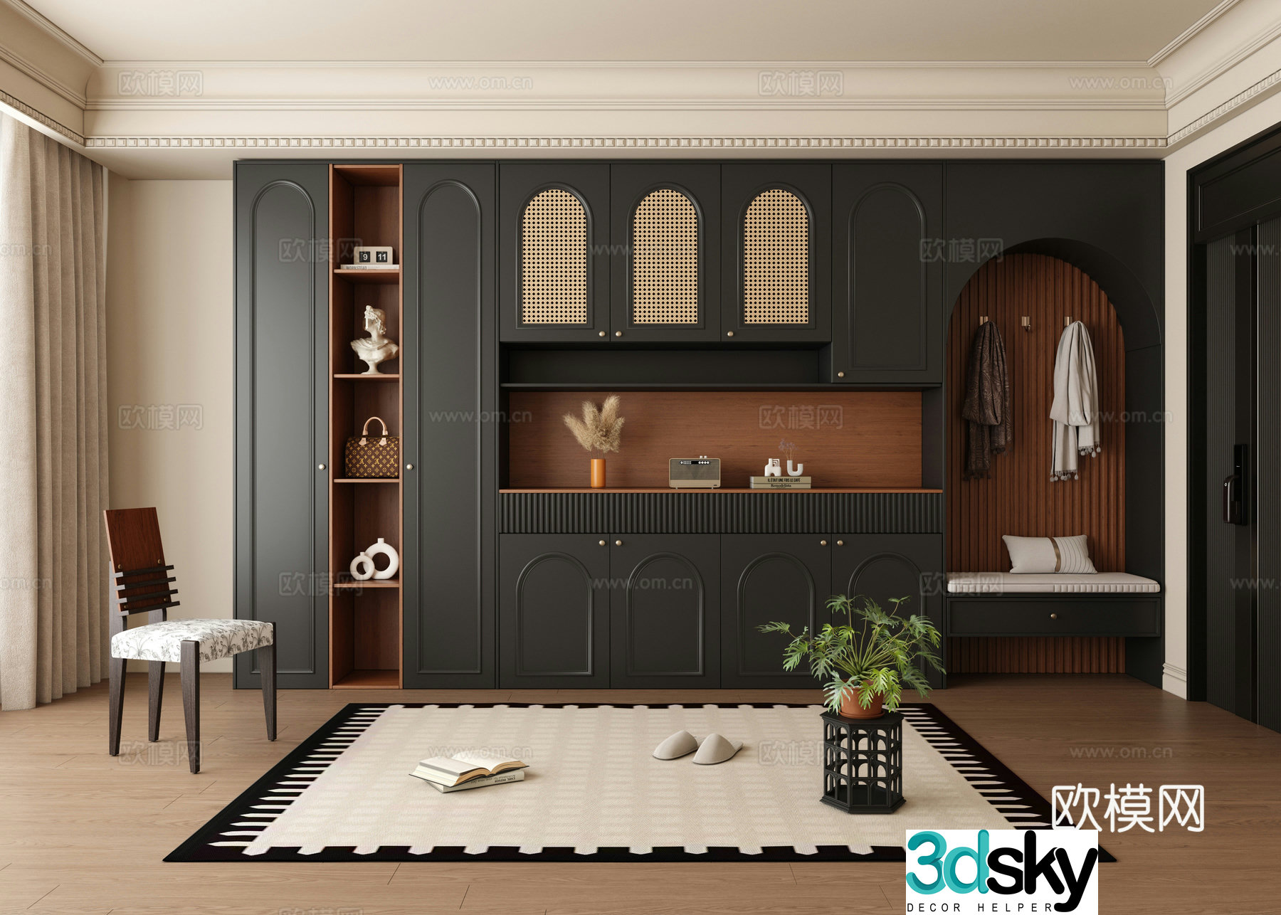 French retro entrance cabinet French entrance cabinet shoe cabinet entrance entrance cabinet entrance entrance cabinet 3D model