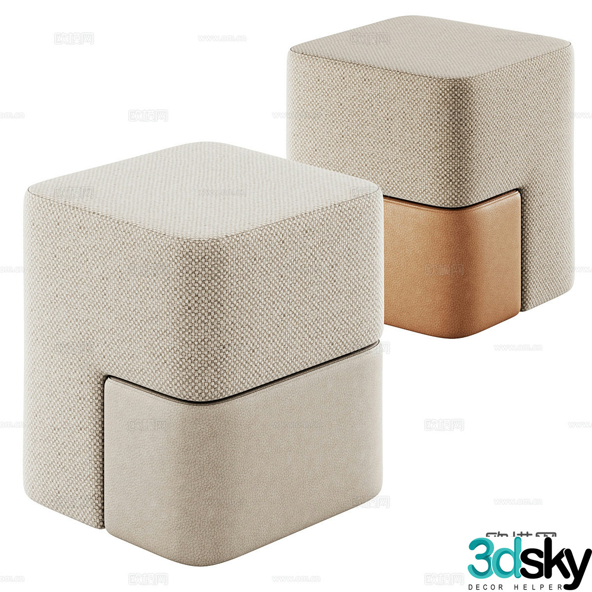 Makeup stool fabric stool shoe change stool 3D model