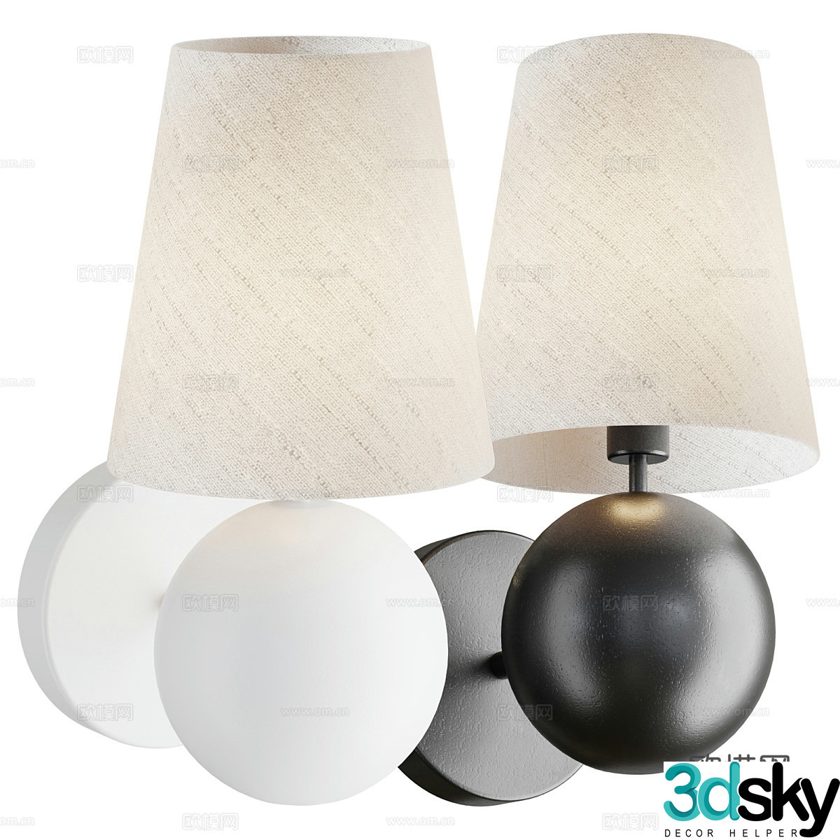 New Chinese style Wasabi decorative wall light 3D model
