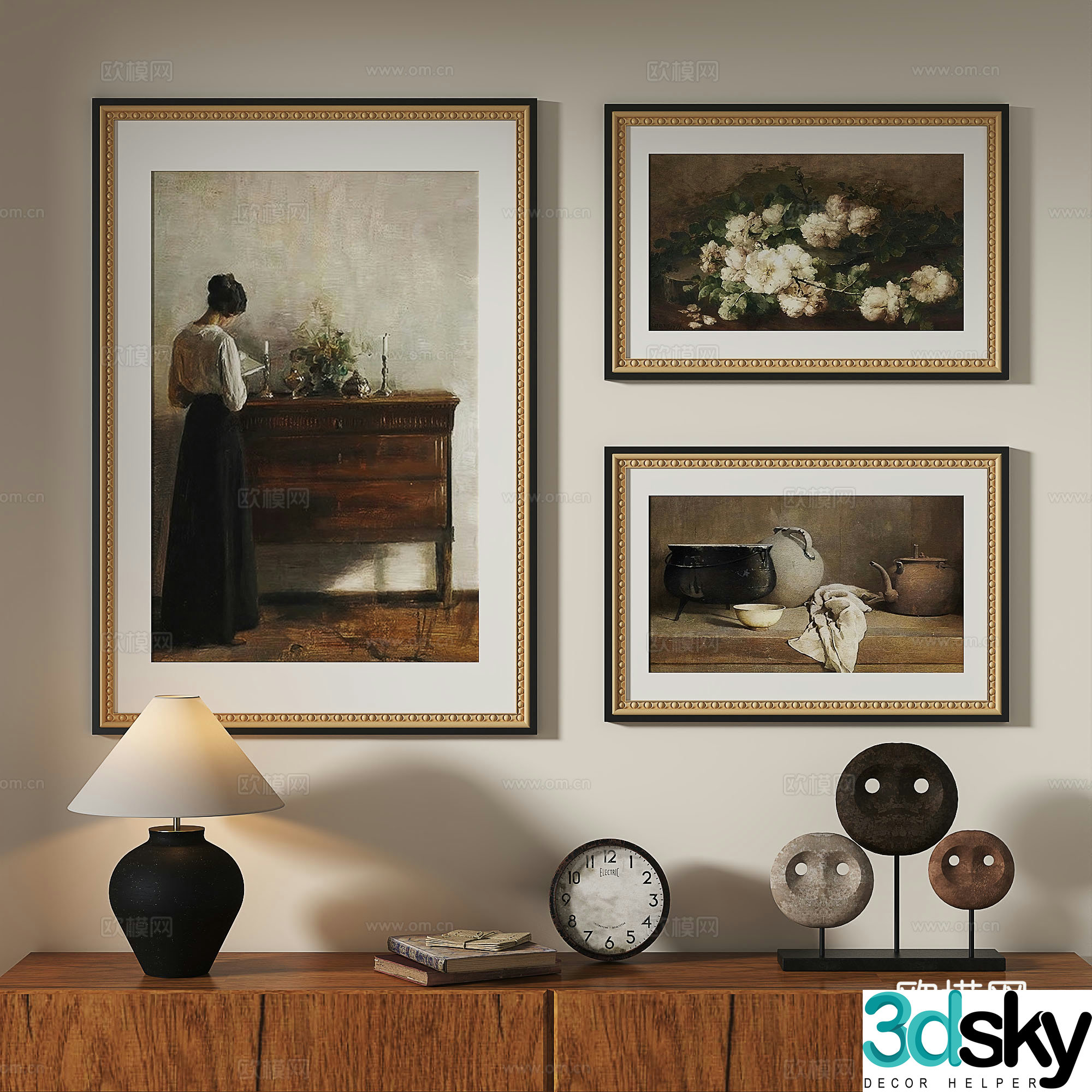 Modern French retro medieval decorative painting 3d model