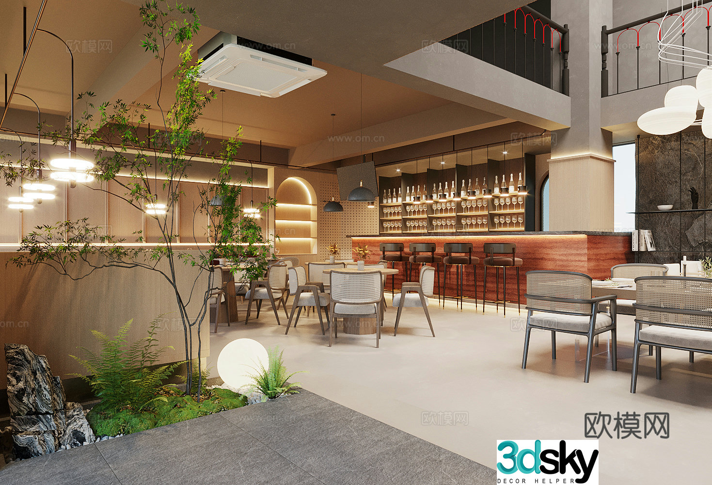 Modern Western Restaurant Full-time Restaurant 3D Model