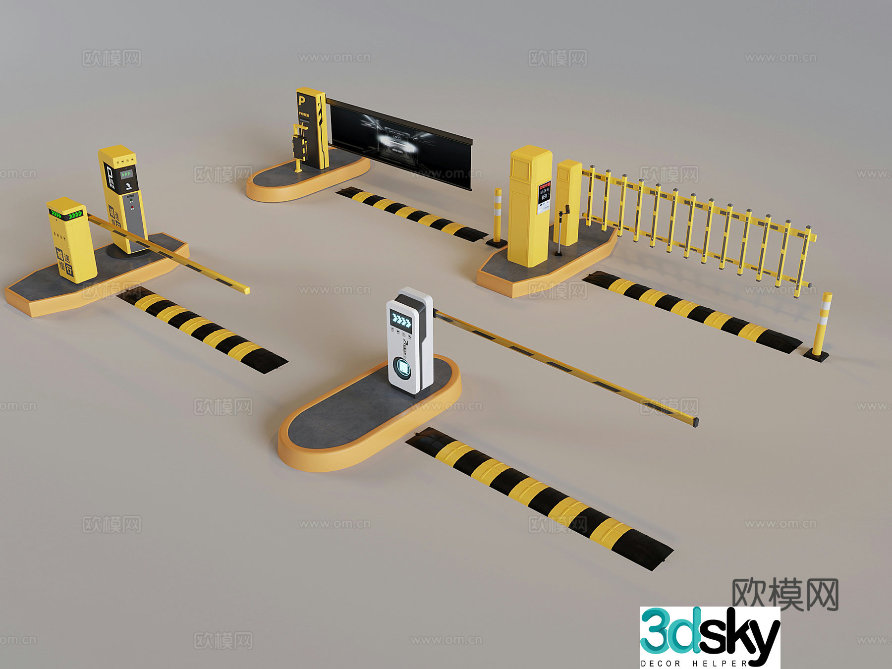 Track gate gate parking induction lifting rod speed bump 3D model
