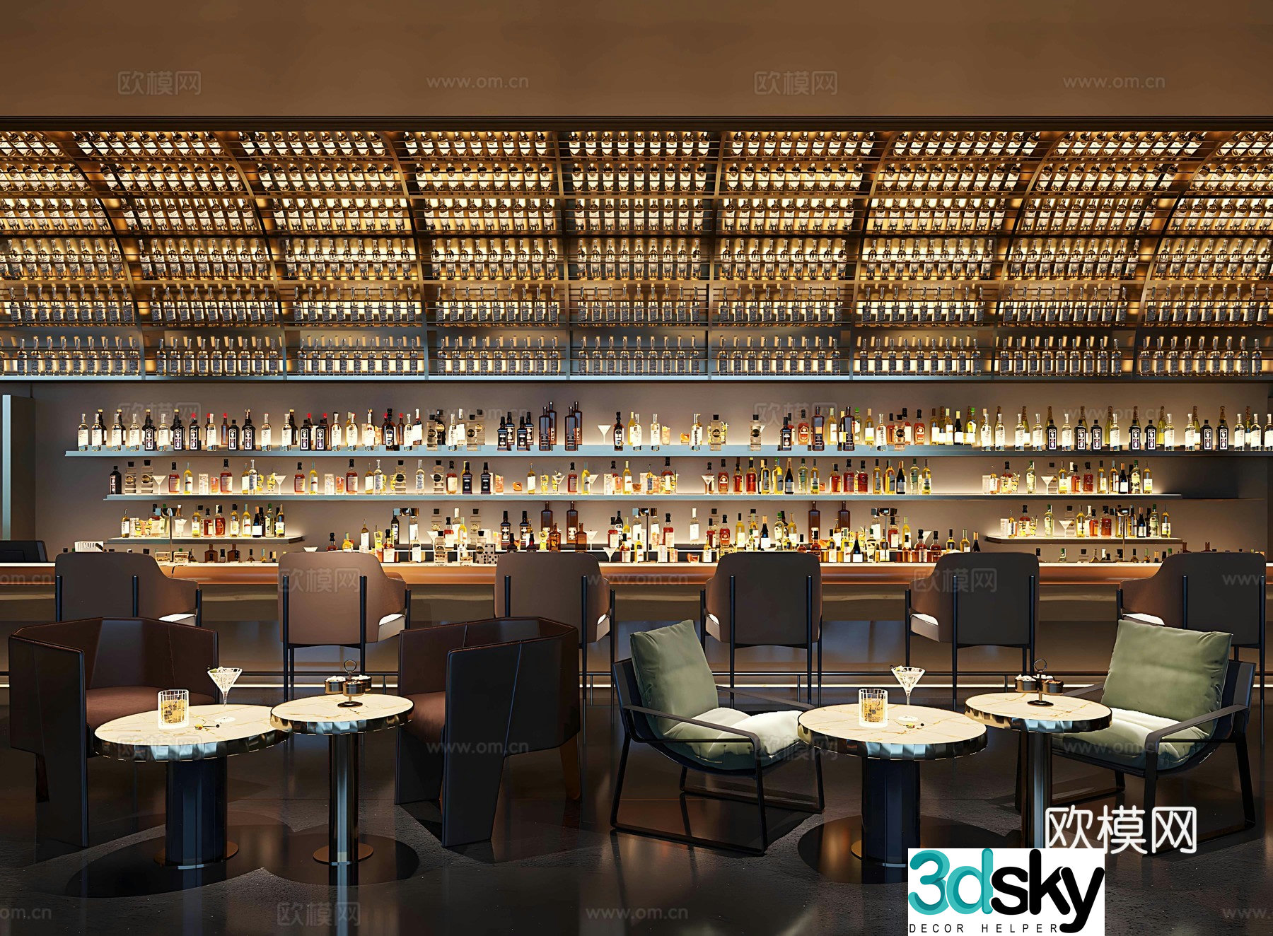 Industrial style bar clear bar tavern 3d model