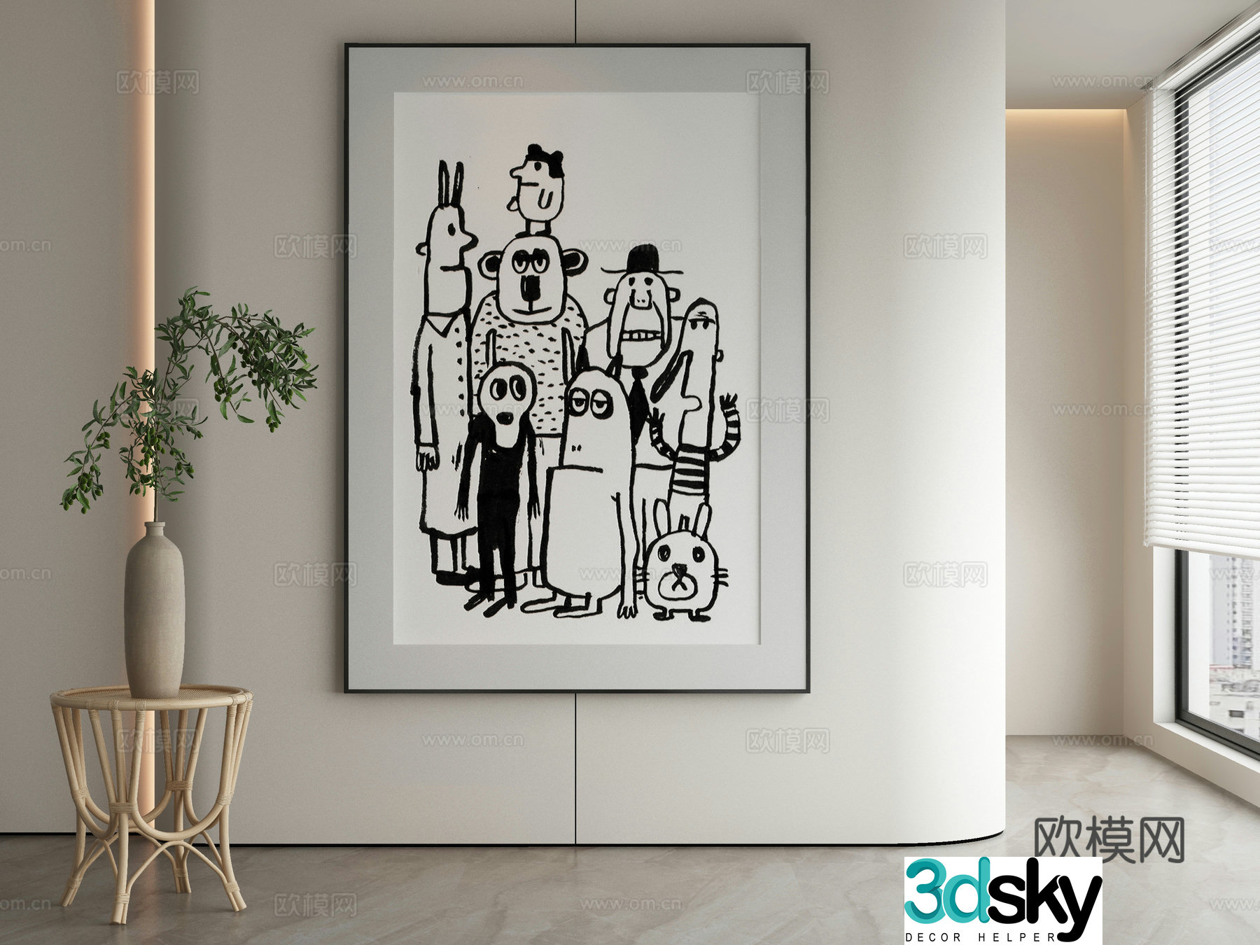 Wasabi hanging painting oil painting 3d model
