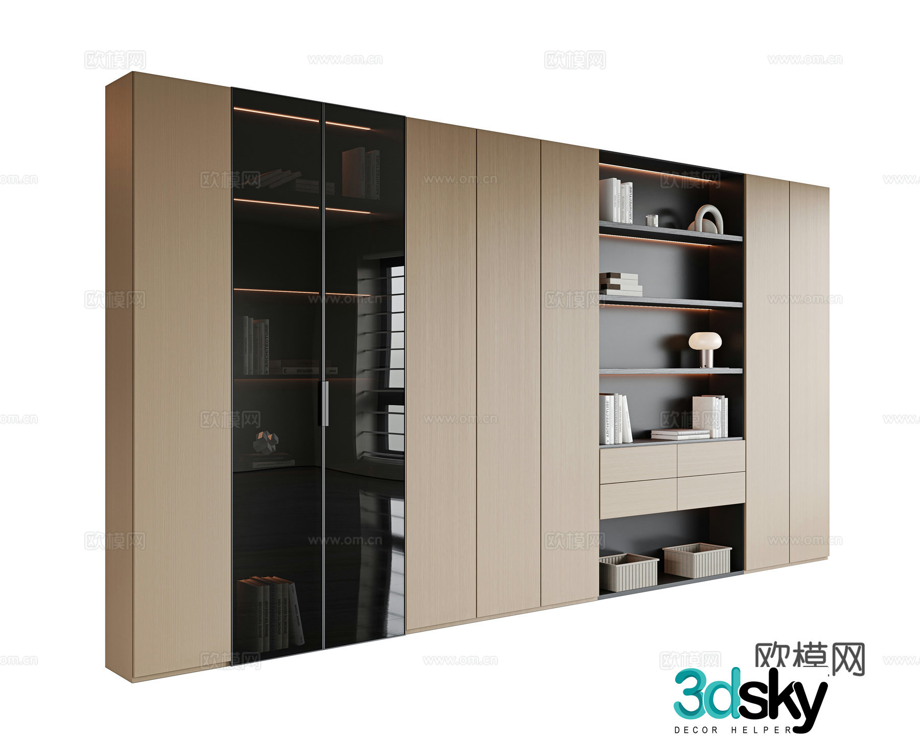 Italian modern decorative cabinet study bookcase living room decorative cabinet open bookcase office bookcase 3d model