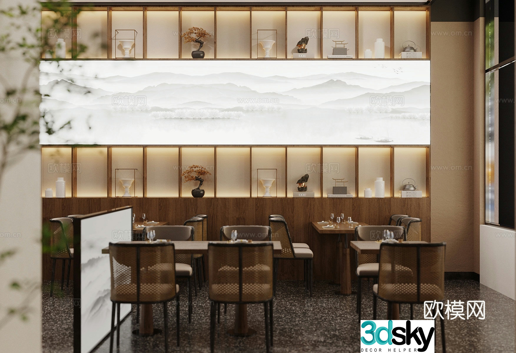 Chinese restaurant restaurant booth area 3D model