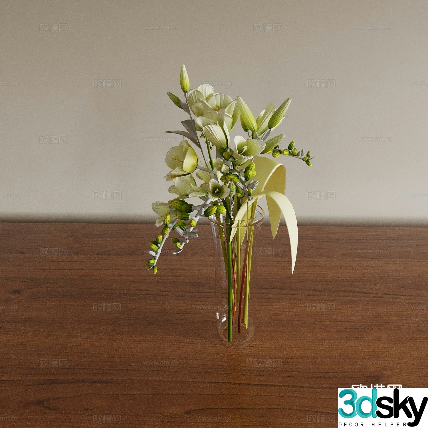 Vase Flower Art Flower Arrangement Green Plant Bonsai Pot Plant 3D Model