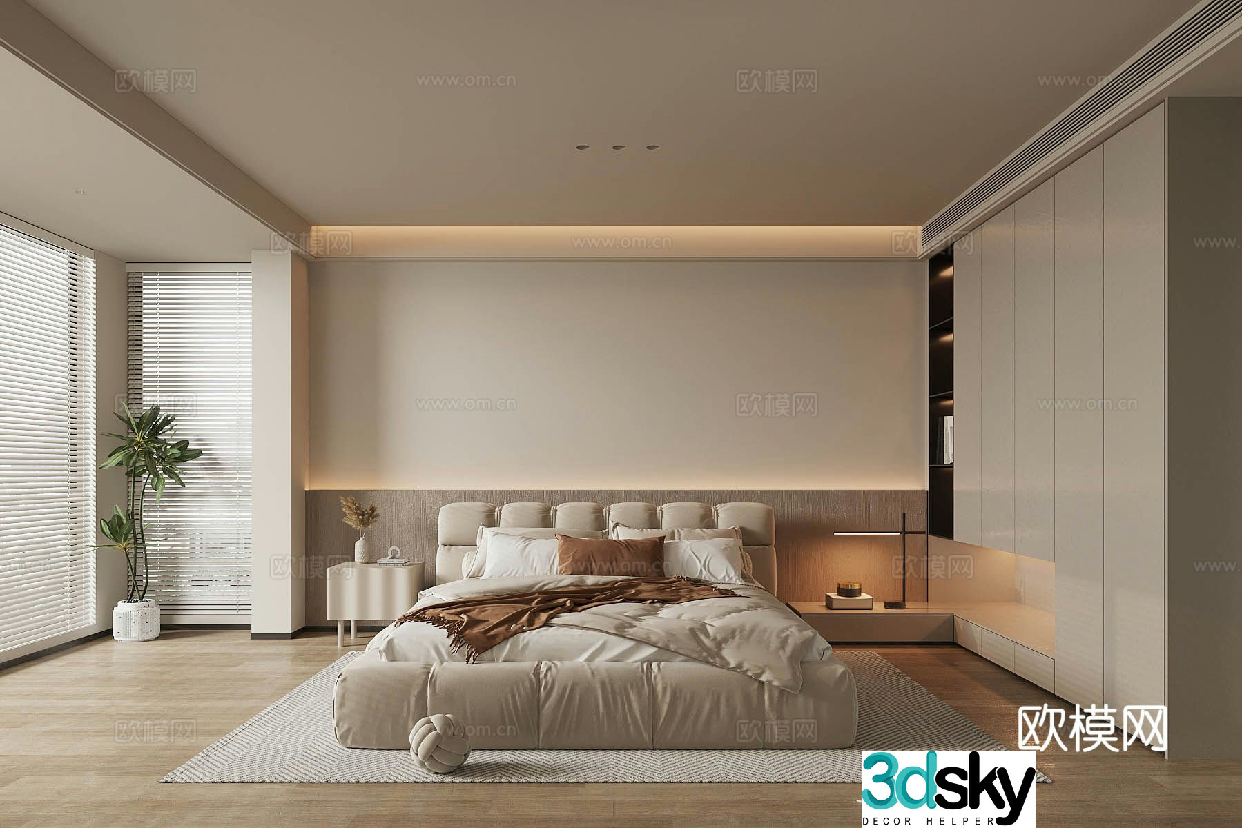 Creamy Bedroom Master Bedroom 3D Model