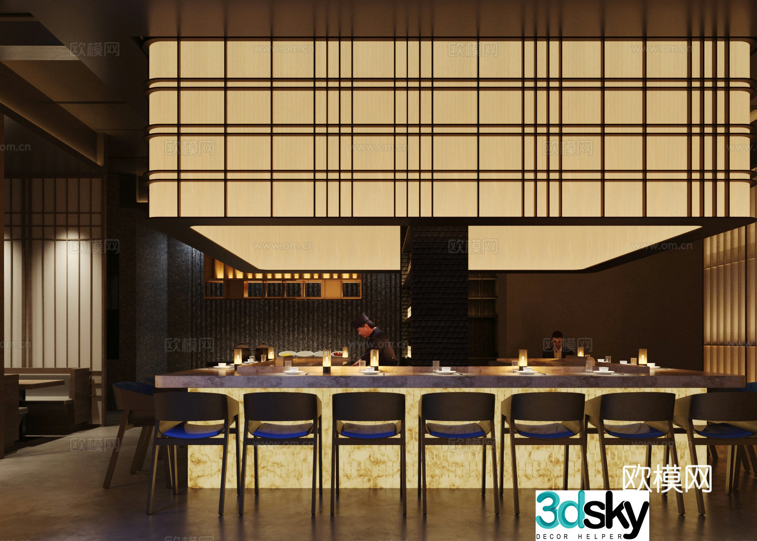Japanese Japanese cuisine shop Sushi shop Ramen restaurant 3d model