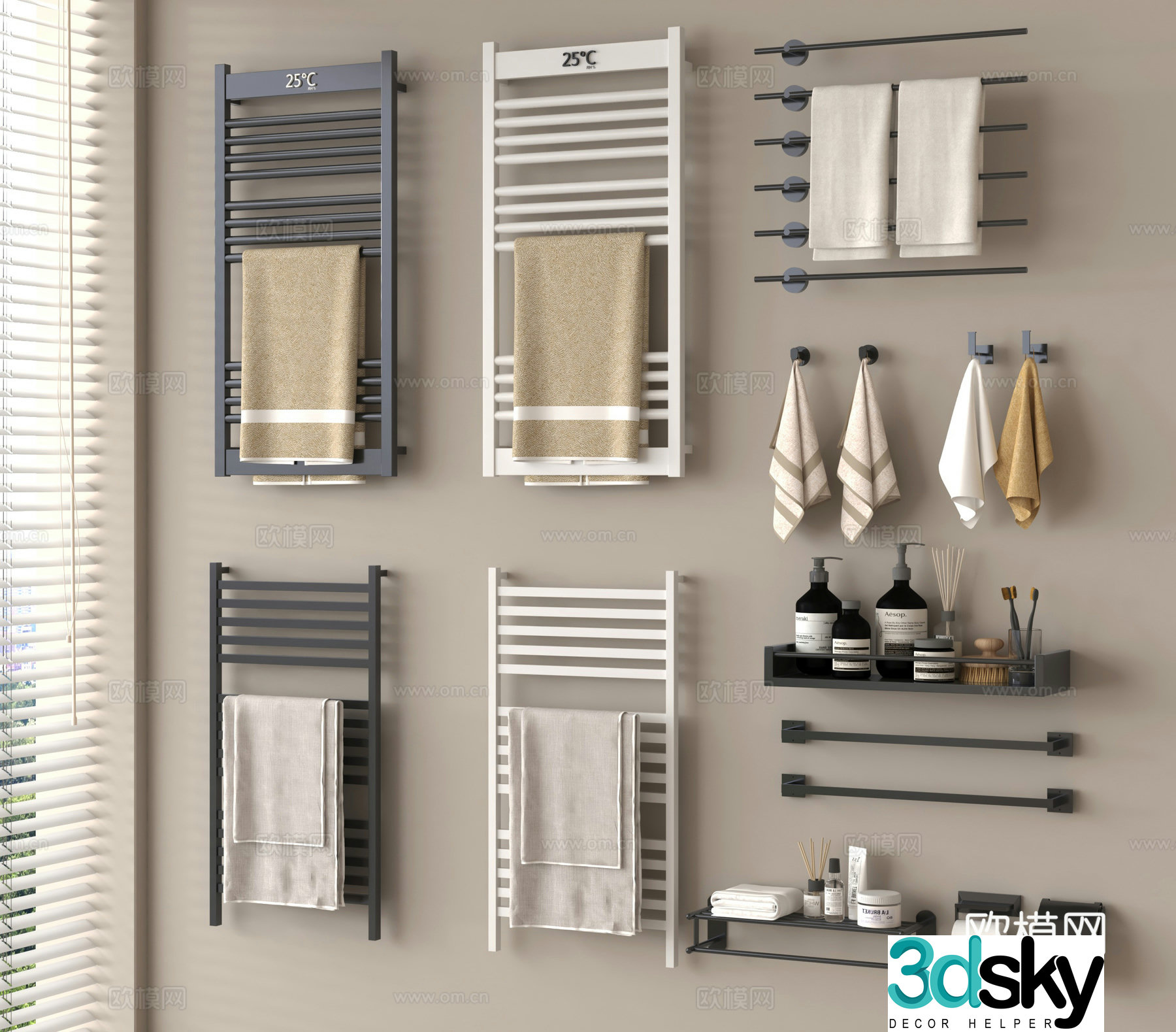 Towel rack Electric towel rack Toiletries Towels Bathroom storage rack 3D model