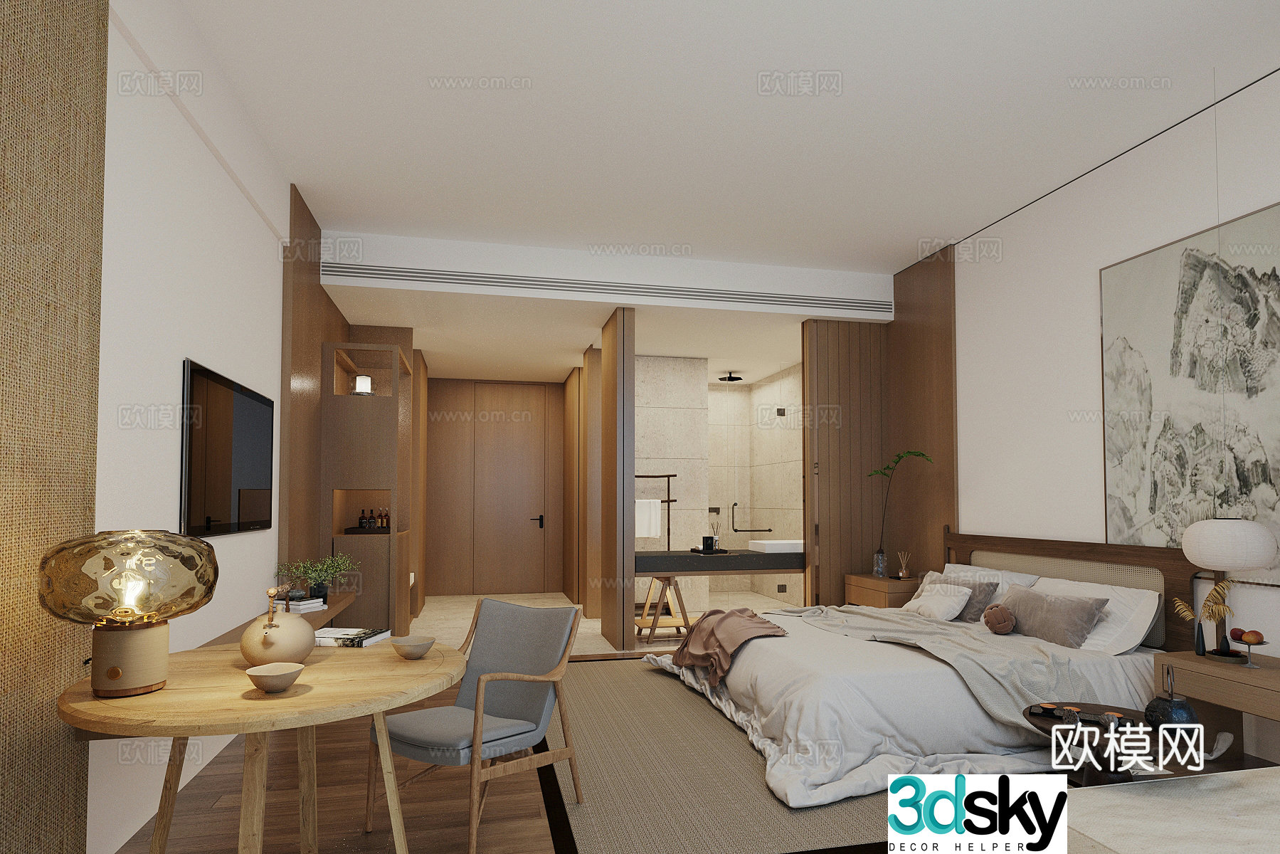 Hotel Room King Room 3D Model