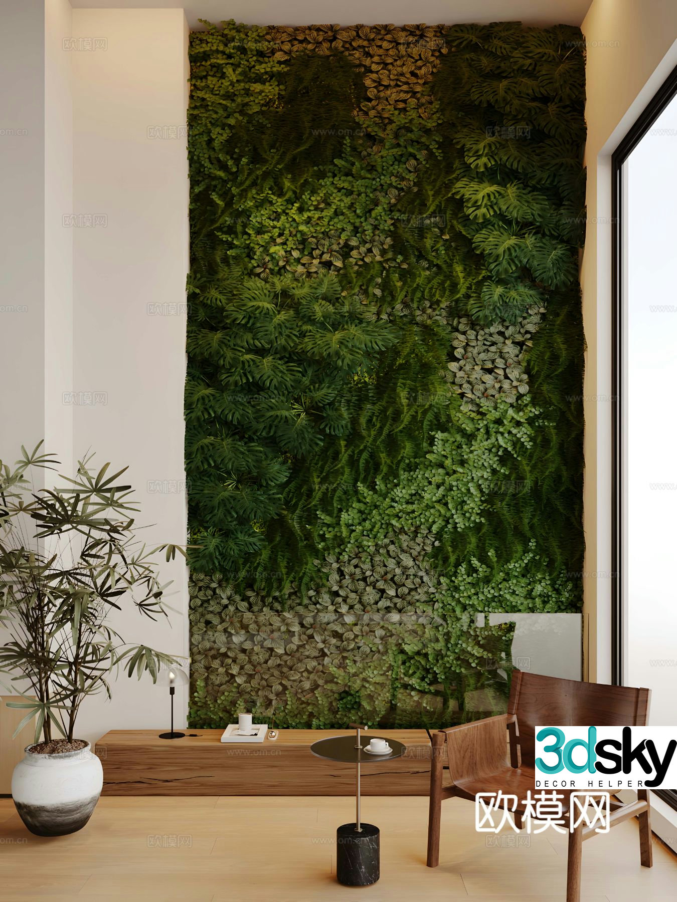 Green plant wall Plant wall 3d model