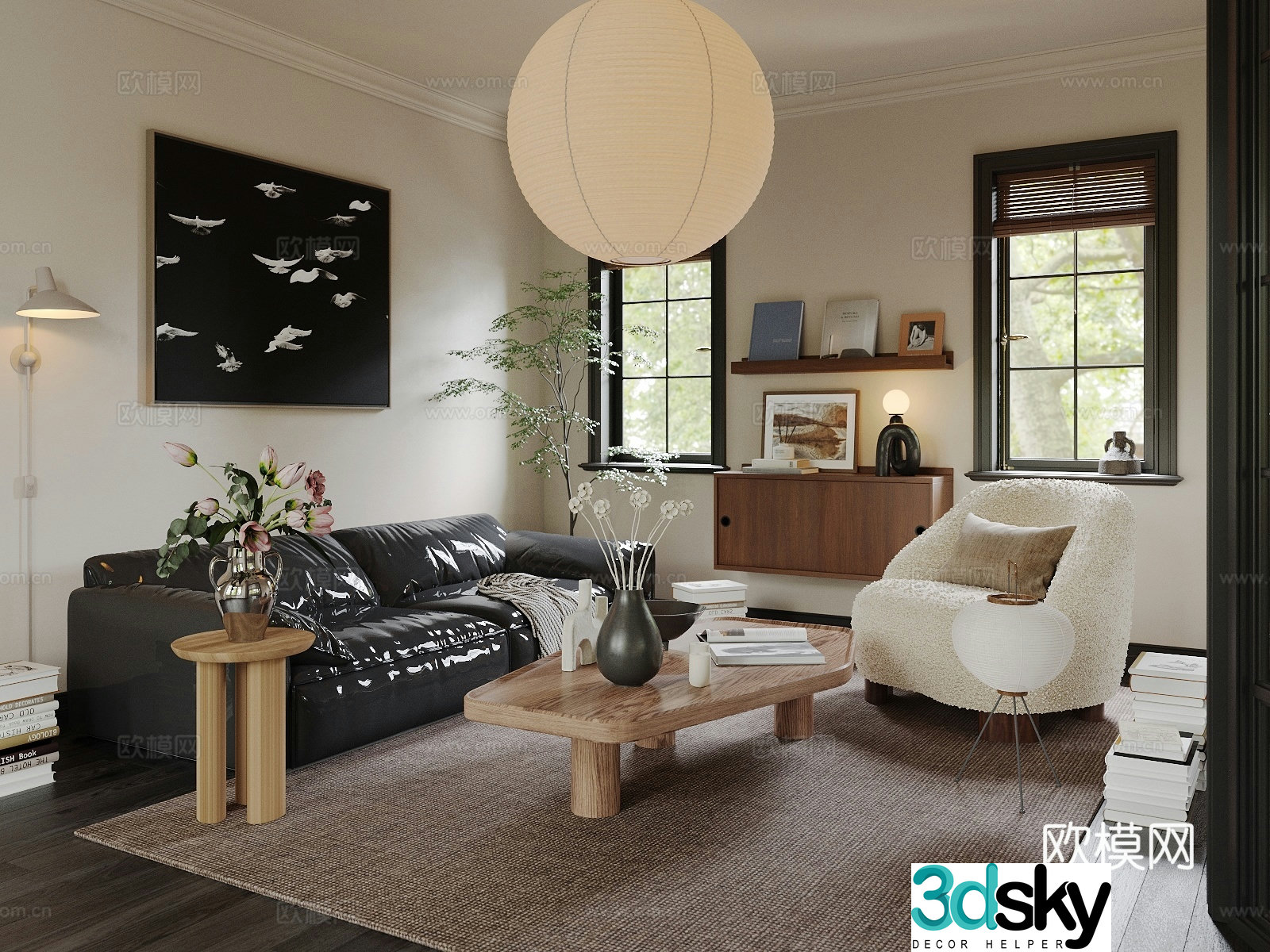 Middle-aged living room 3d model