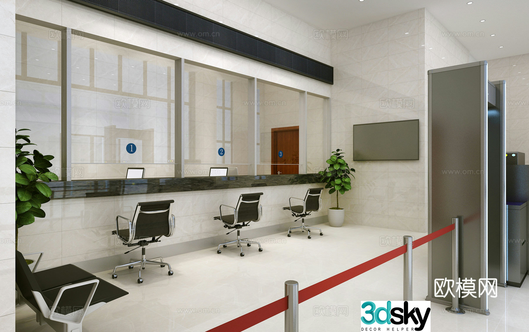 Service Hall Service Center Court Hall 3D Model