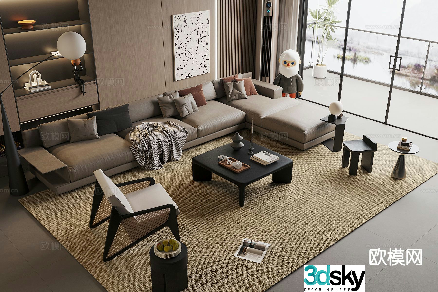 Italian combination sofa corner sofa 3D model