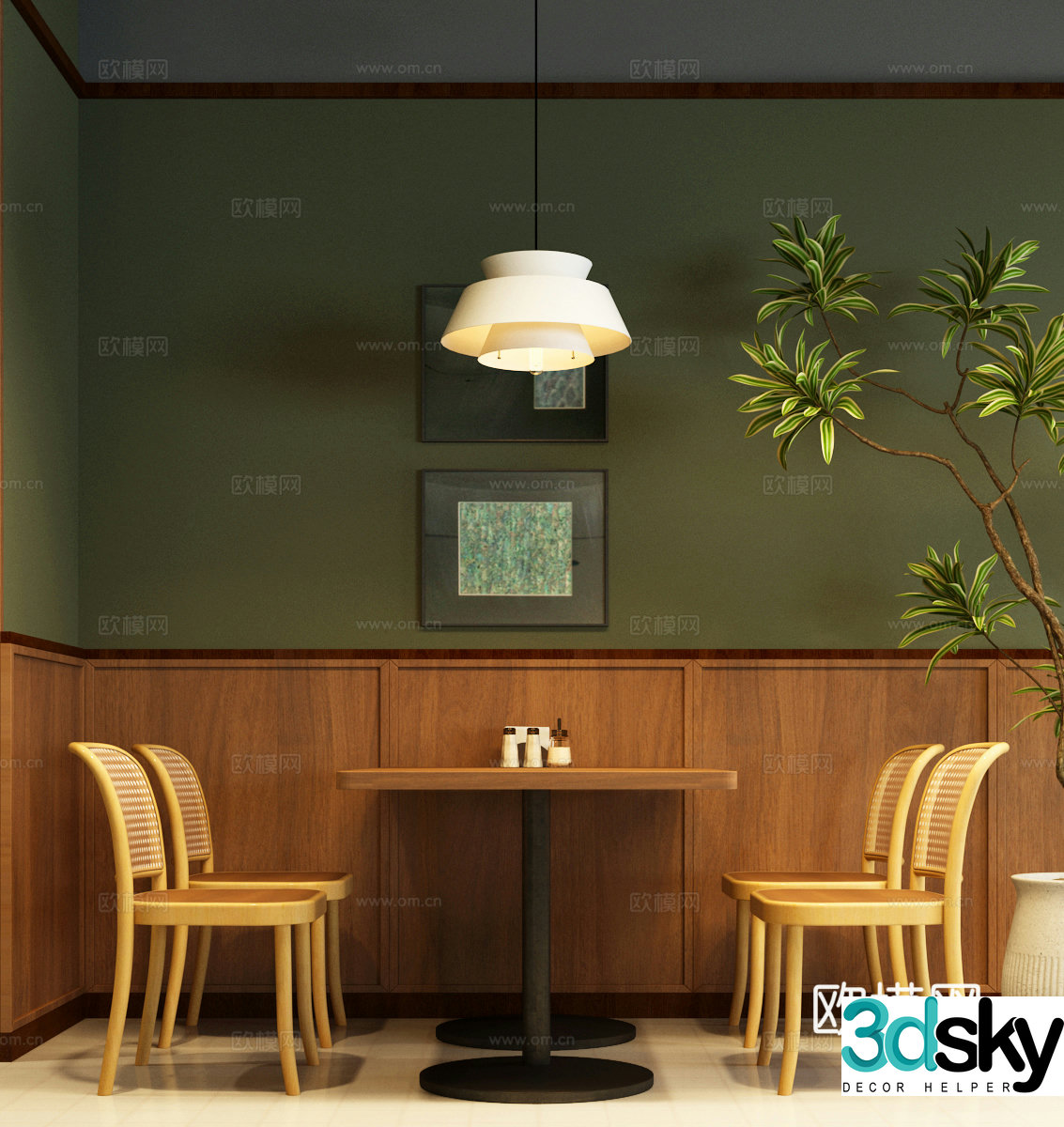 Modern dining table and chair Nordic dining table and chairs Restaurant dining table and chairs 3D model