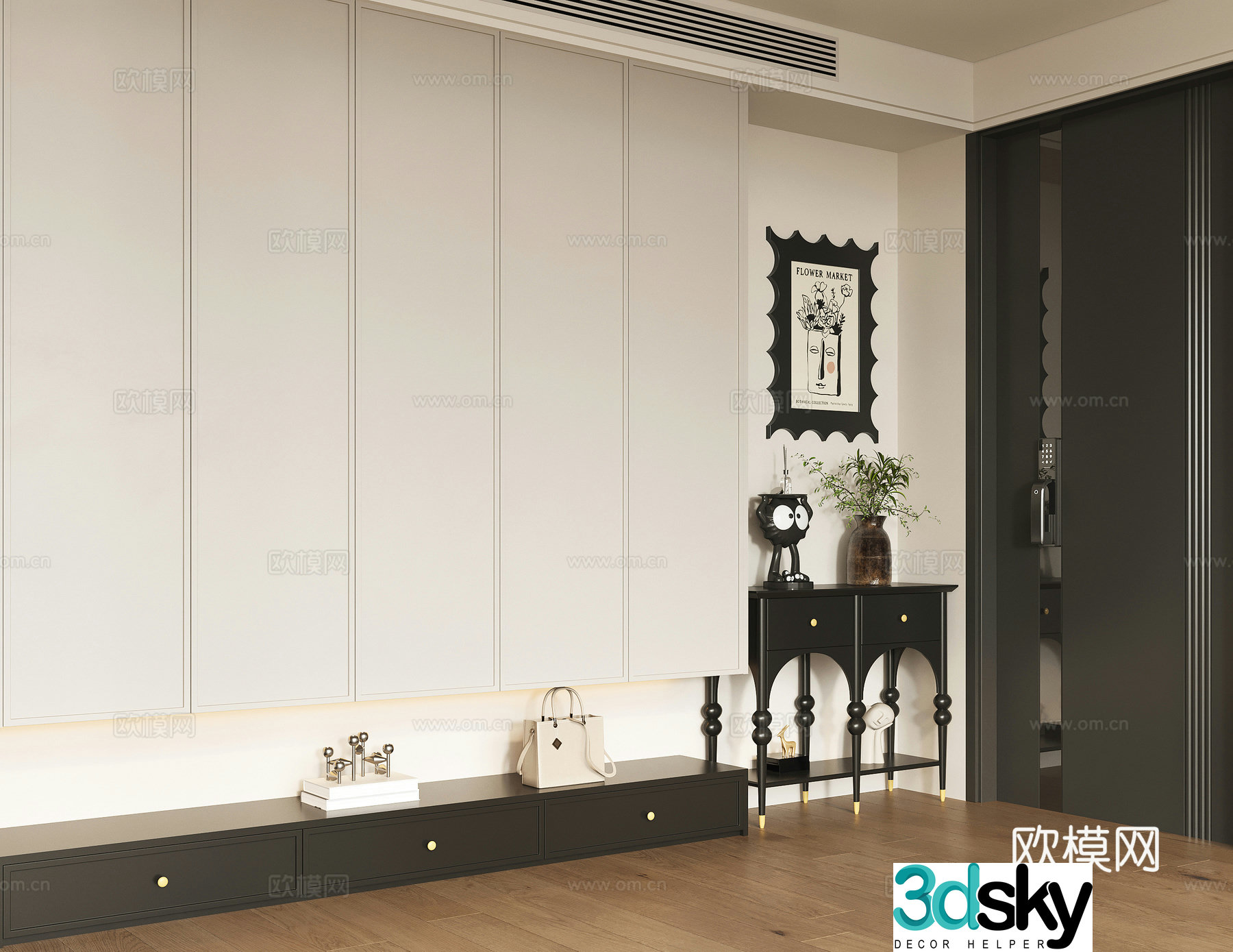 Modern home entrance shoe cabinet home entrance entrance shoe cabinet side cabinet decorative cabinet 3D model
