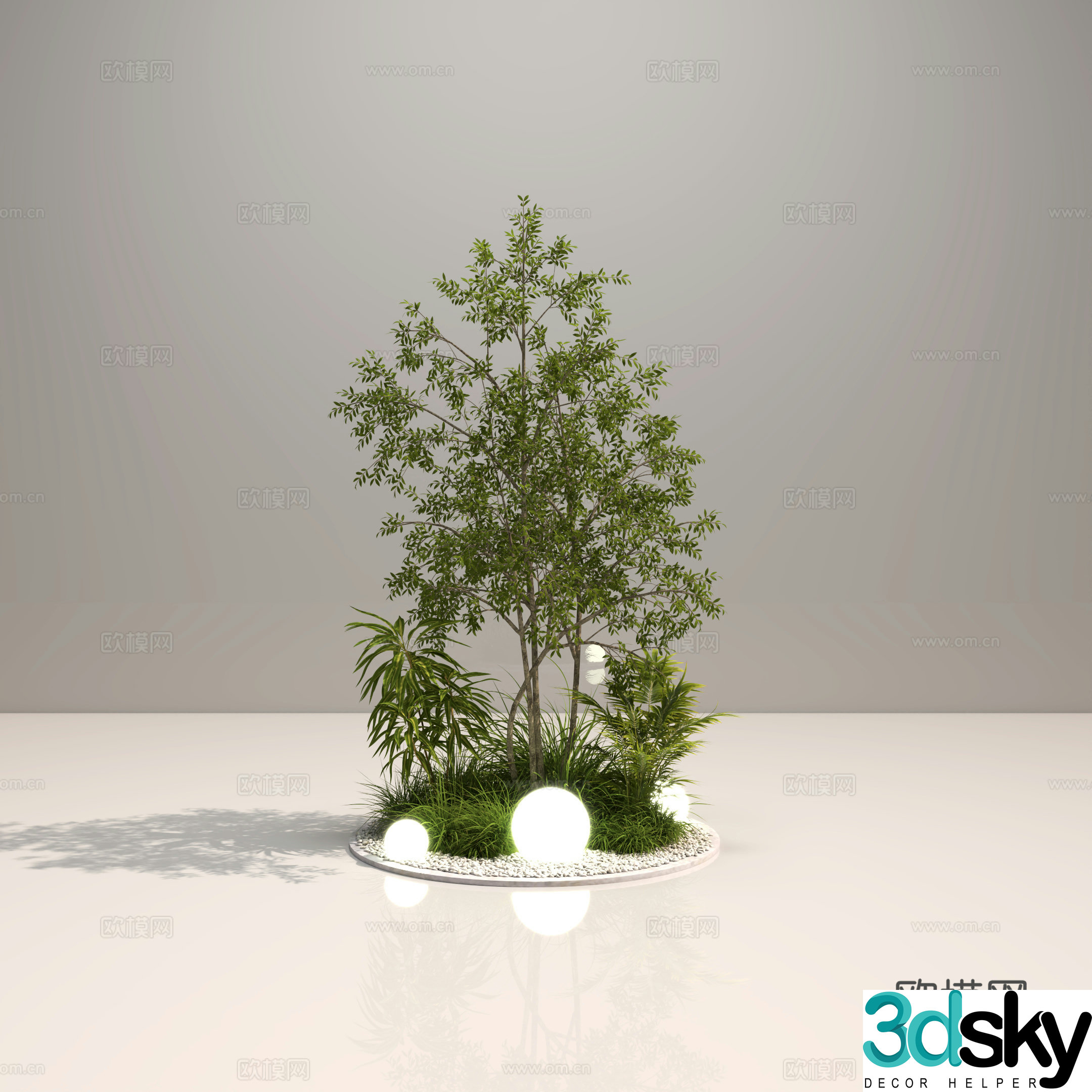 Small courtyard landscape small exhibition hall landscape small green plant landscape small potted bonsai green plant 3D model
