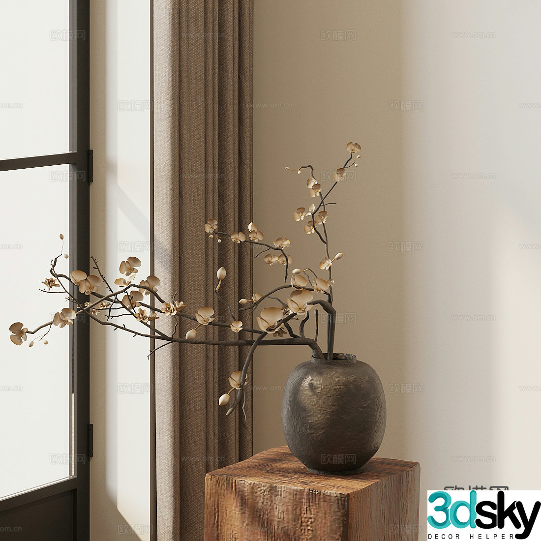 New Chinese flower potted plant Green plant potted plant 3D model