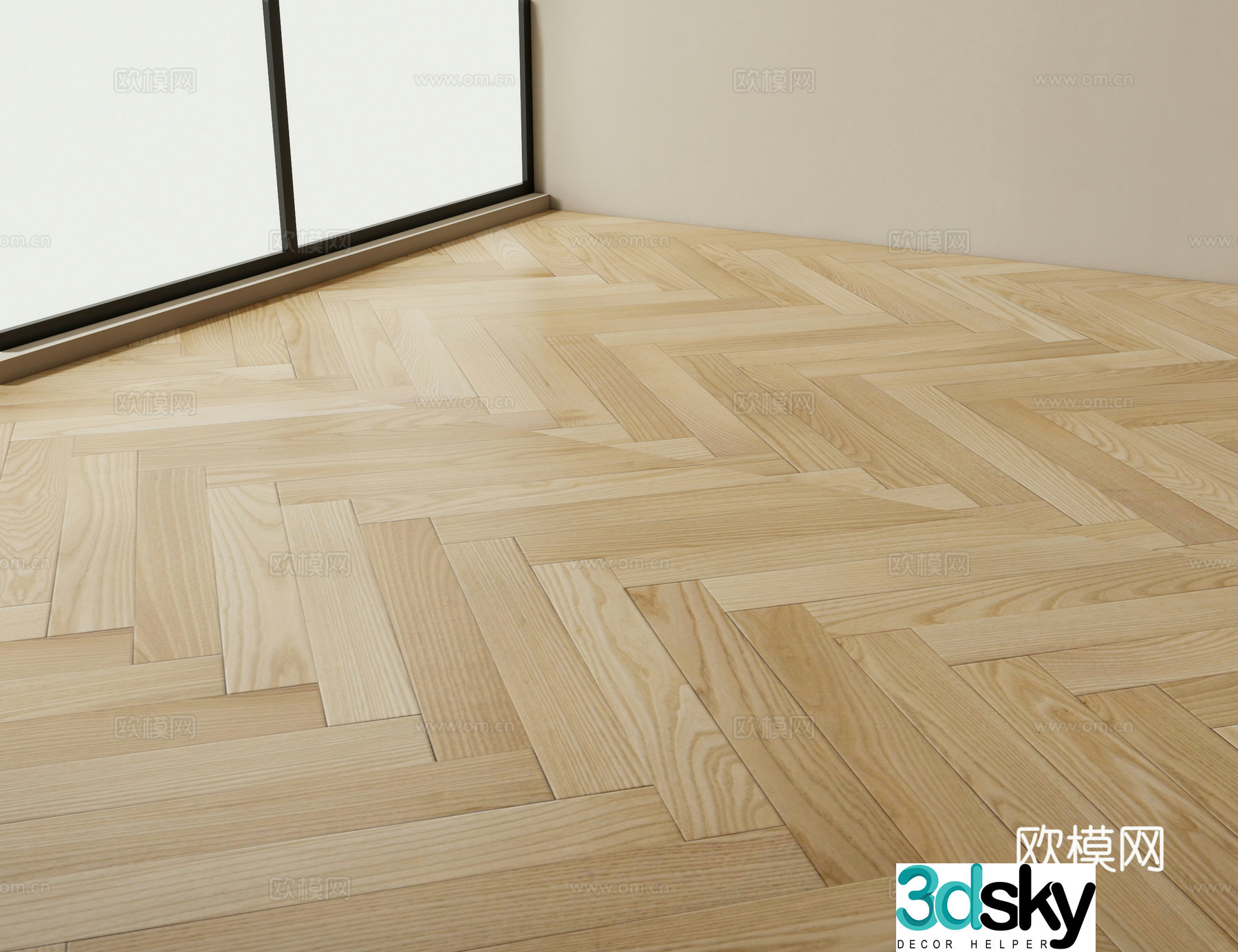 Modern floor Herringbone flooring 3d model